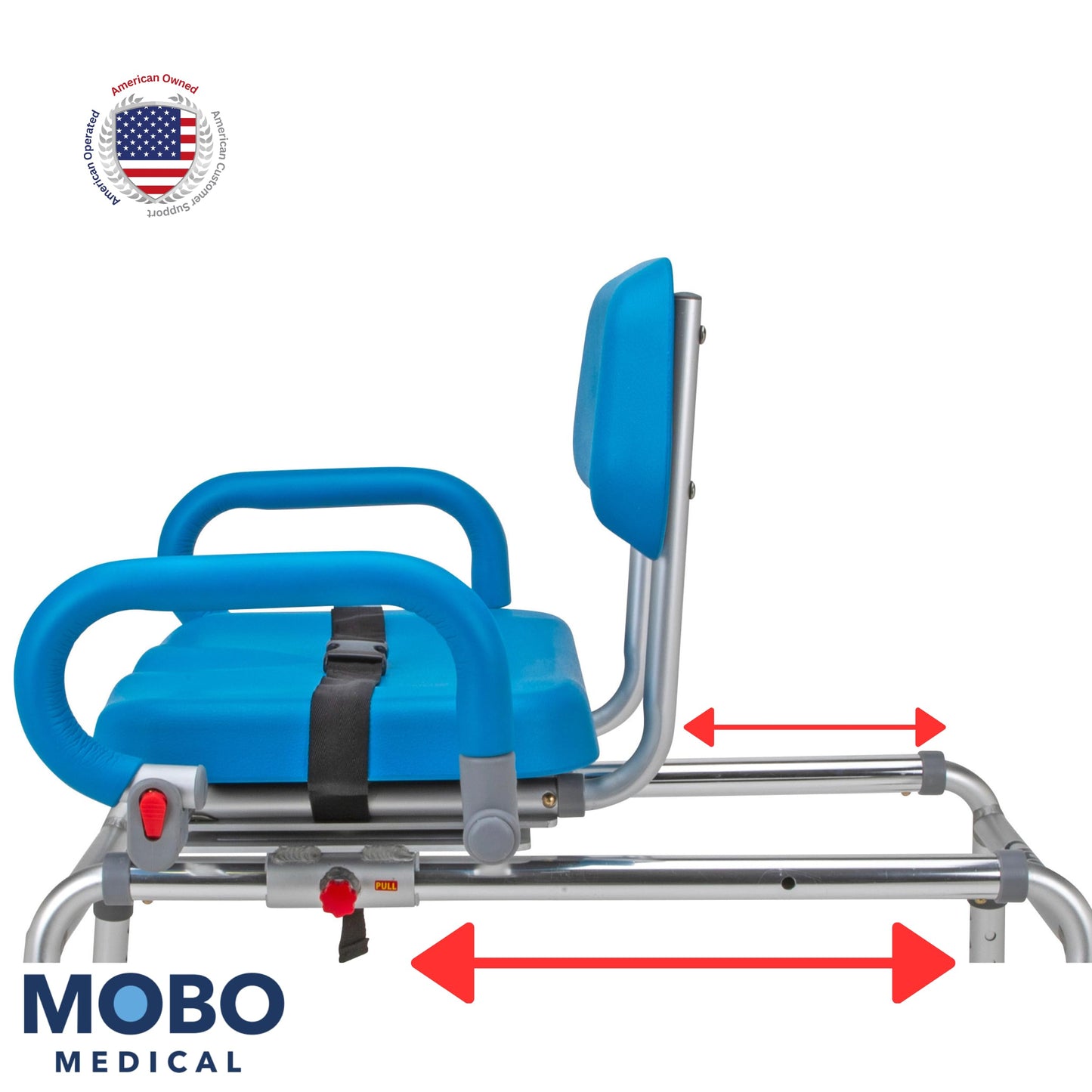 Mobo Sliding Shower Chair, Tub Transfer Bench with Swivel Seat - Adjustable Height, Locking Mechanism - Water Proof, 330 lbs Weight Capacity, Inside Shower for Elderly, Seniors, Handicap