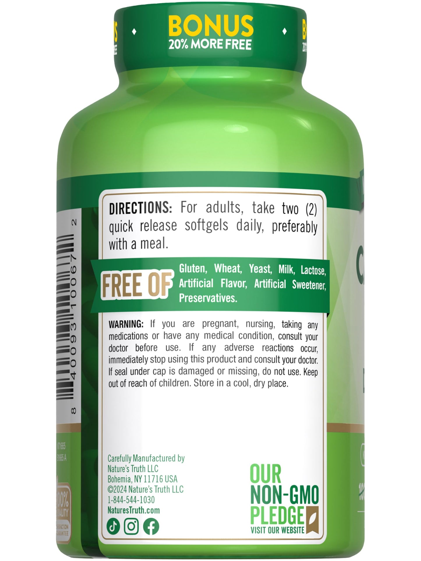 Nature's Truth Absorbable Calcium 1200 mg with Vitamin D3 5000 IU | 120 Softgels | Calcium Carbonate | Non-GMO & Gluten Free Supplement