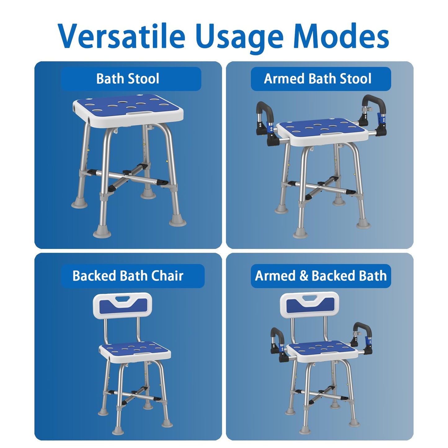 Shower Chair with Arms and Back Heavy Duty 500 lbs for Seniors Elderly Disabled or Bariatric Adults Bench Seat for Inside Shower Stall and Bathroom Bath Tub Seats