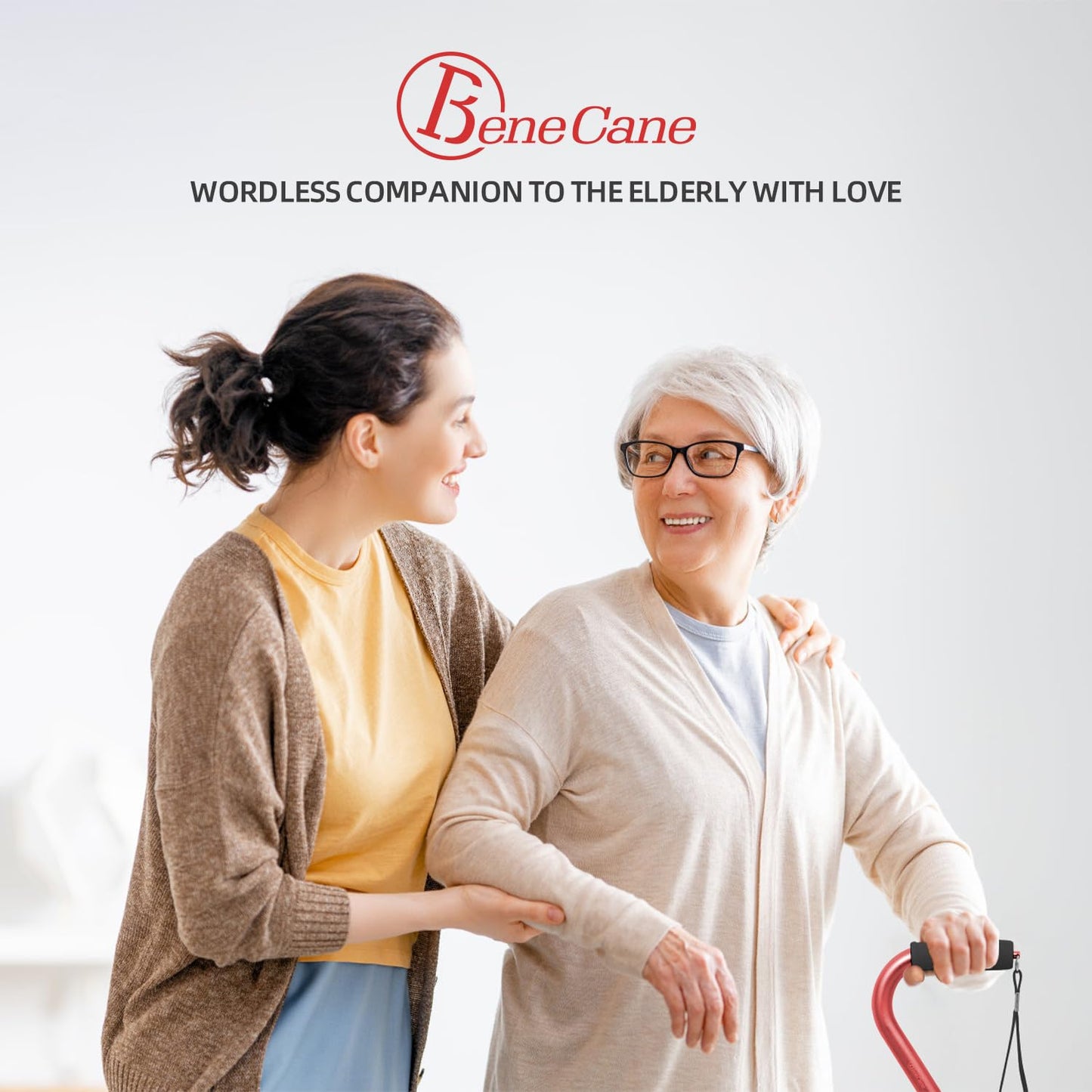 BeneCane Walking Cane for Men & Women Adjustable Cane with Offset Soft Cushioned Handle -Portable Lightweight Sturdy Mobility Walker Aid for Elderly, Seniors Collapsible Cane