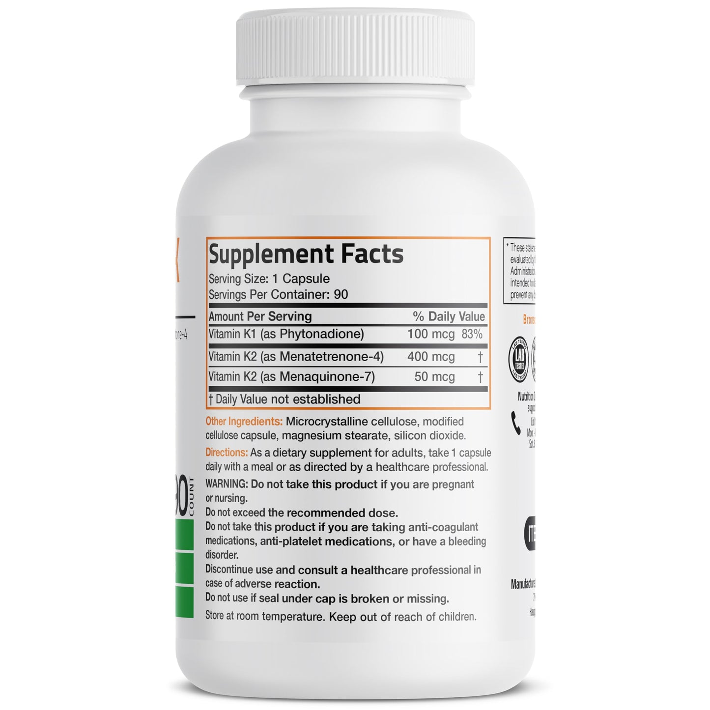 Vitamin K Triple Play (Vitamin K2 MK7 / Vitamin K2 MK4 / Vitamin K1) Full Spectrum Complex Vitamin K Supplement, 180 Capsules