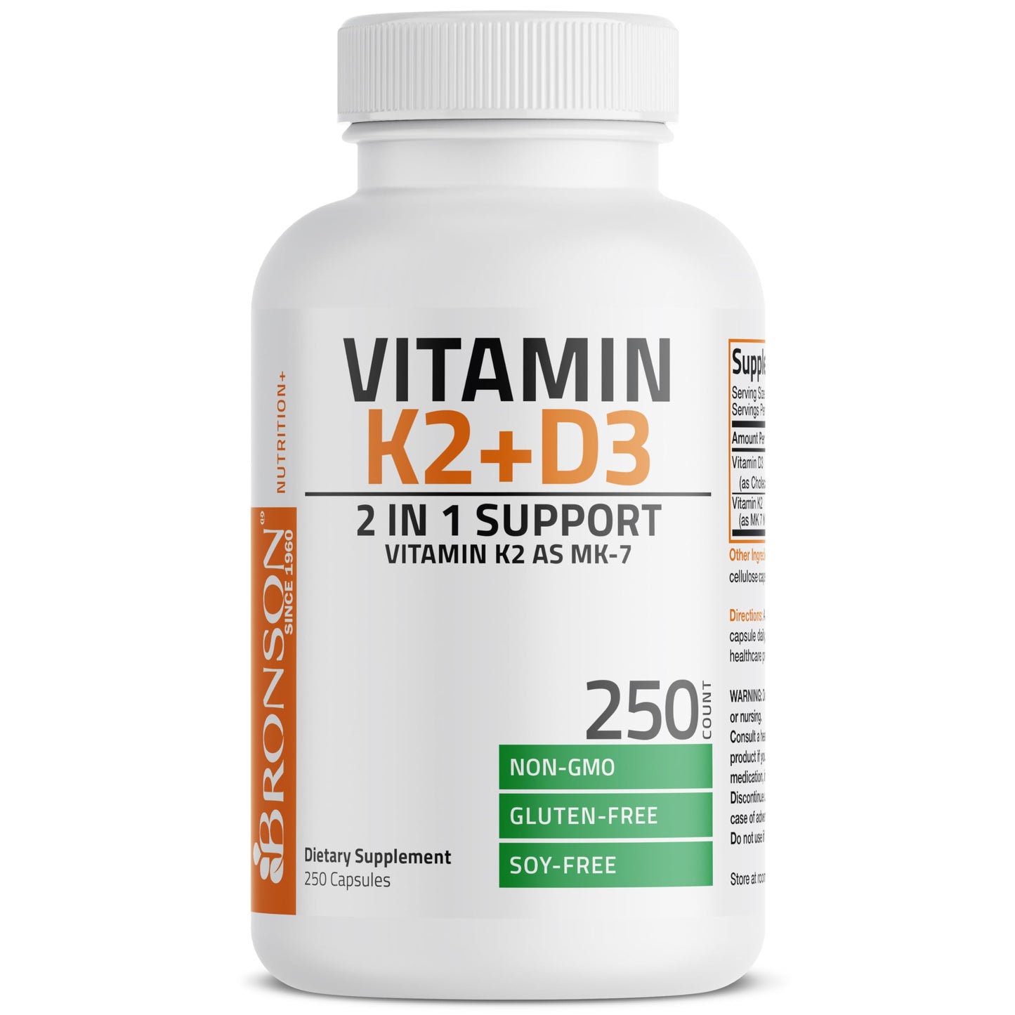 Bronson Vitamin K2 (MK7) with D3 Supplement Non-GMO Formula 5000 IU Vitamin D3 & 90 mcg K2 MK-7 Easy to Swallow D & K Complex, 120 Capsules
