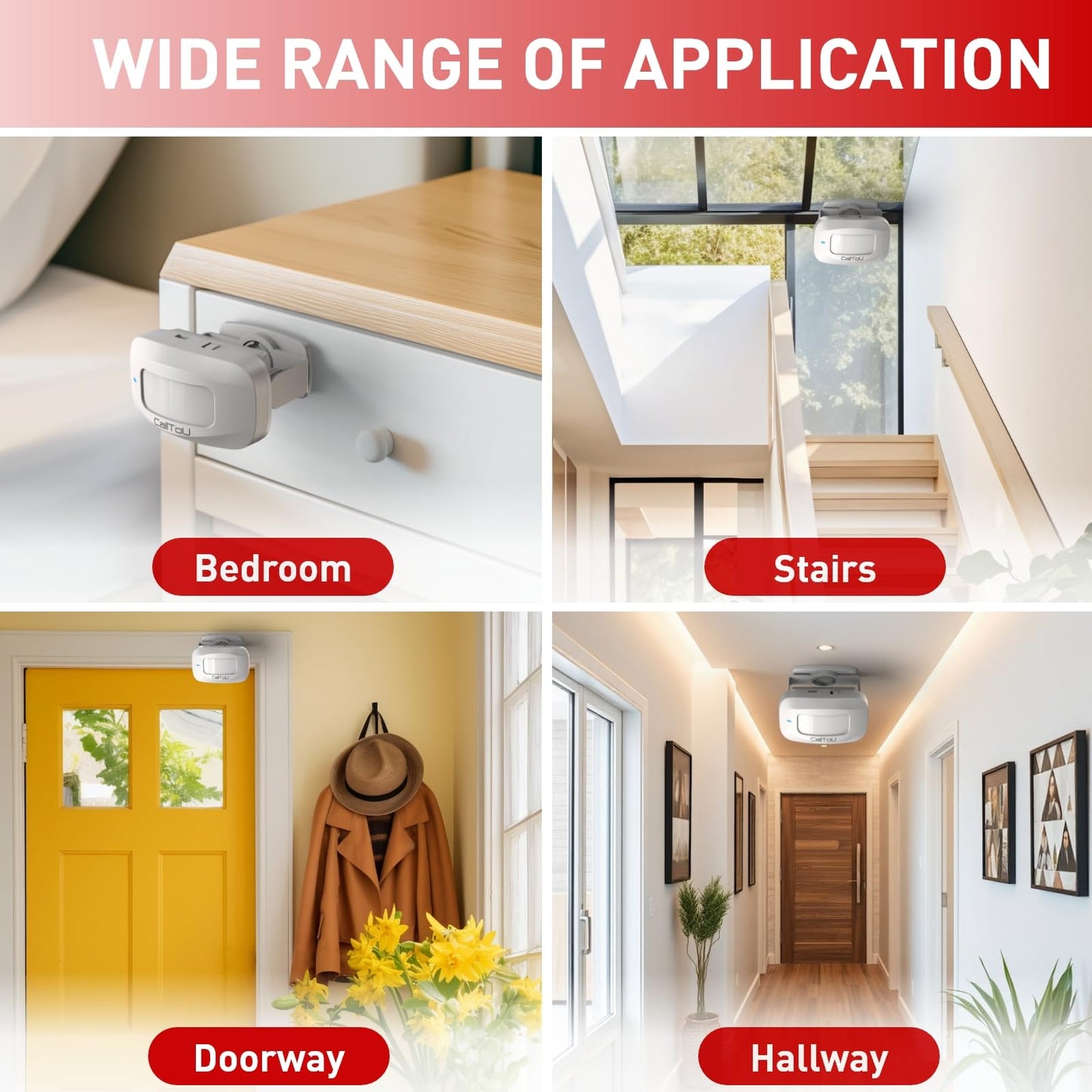 CallToU Bed Alarm for Elderly Adults Wireless Motion Sensor Alarm for Seniors Indoor Motion Detector for Dementia Caregiver Alarm&Fall Prevention System with Vibrate Digital Display Low Battery Remind