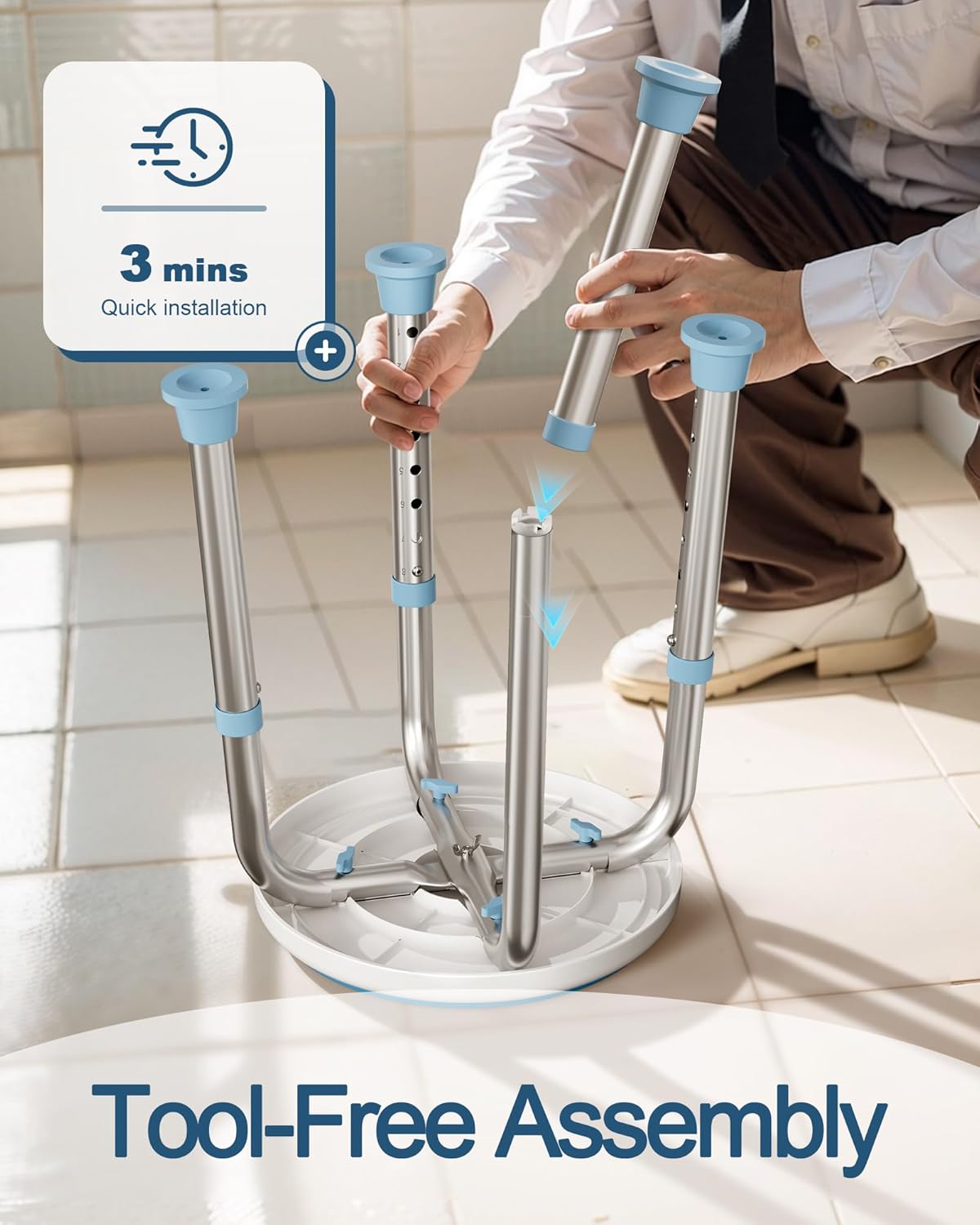 Swivel Shower Chair, FSA/HSA Eligible Adjustable Round Stool With Back Scrubber, Seat for Inside Tub Bathroom Bench Bath Chair for Elderly and Disabled