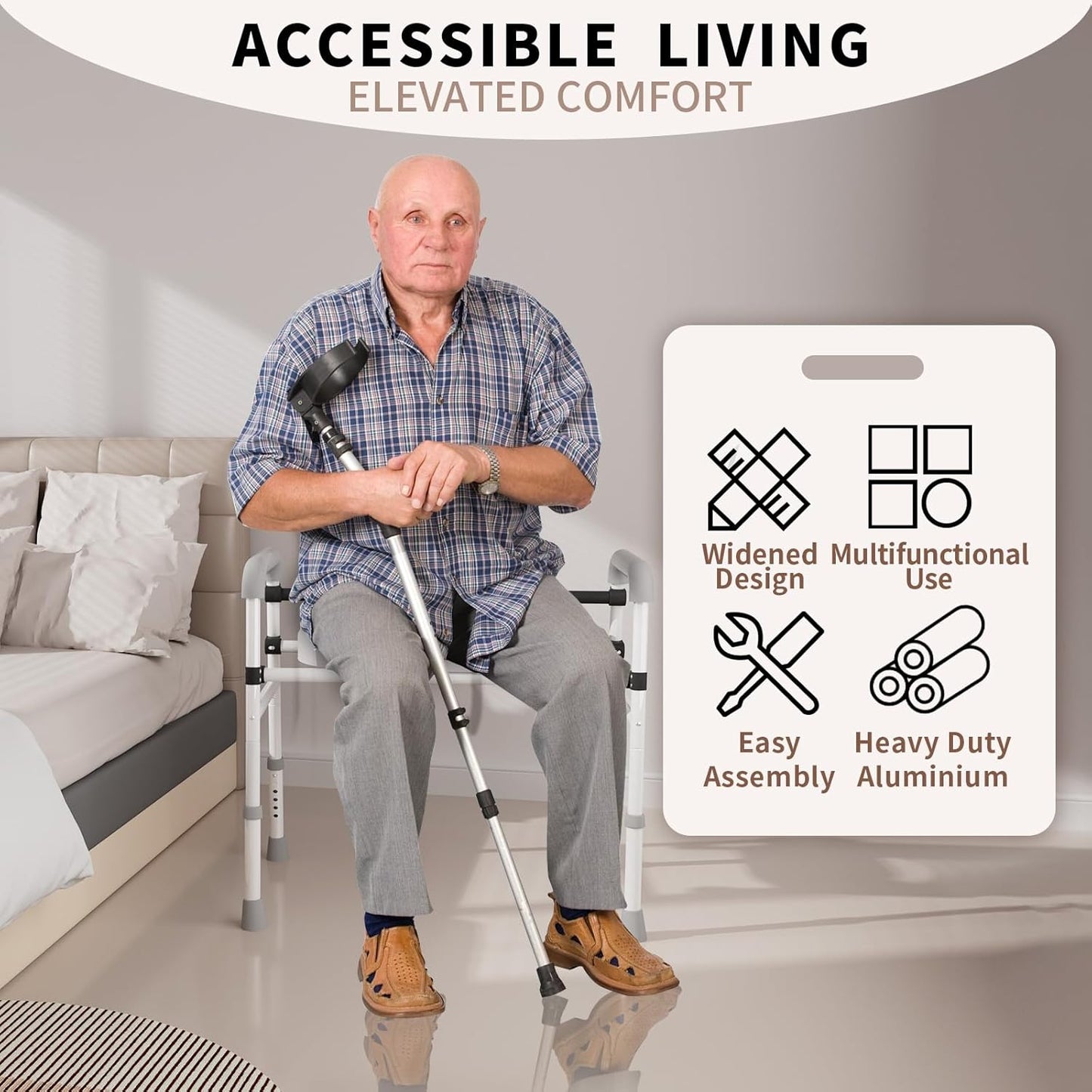 Elevated Portable Raised Handicap Toilet Seat High Risers for Seniors Elderly Adults with Handles Arms Over Toilet Handicapped Extender Lift Booster Elongated Seats Riser Potty Commode Chair Lifter