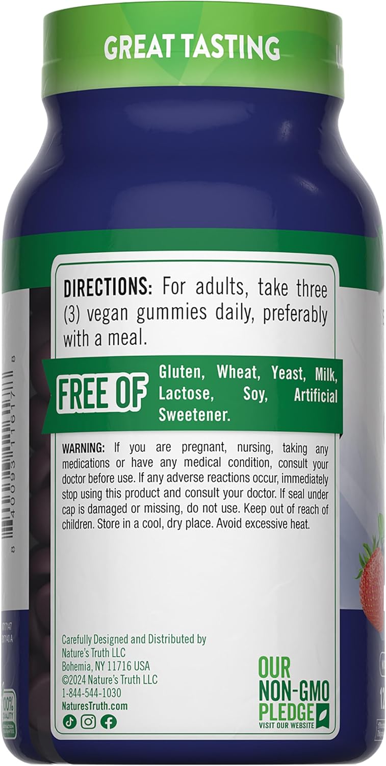 Nature's Truth Zinc Gummies for Adults | 50mg | 120 Count | Vegan, Non-GMO & Gluten Free Supplement | Mixed Berry Flavor