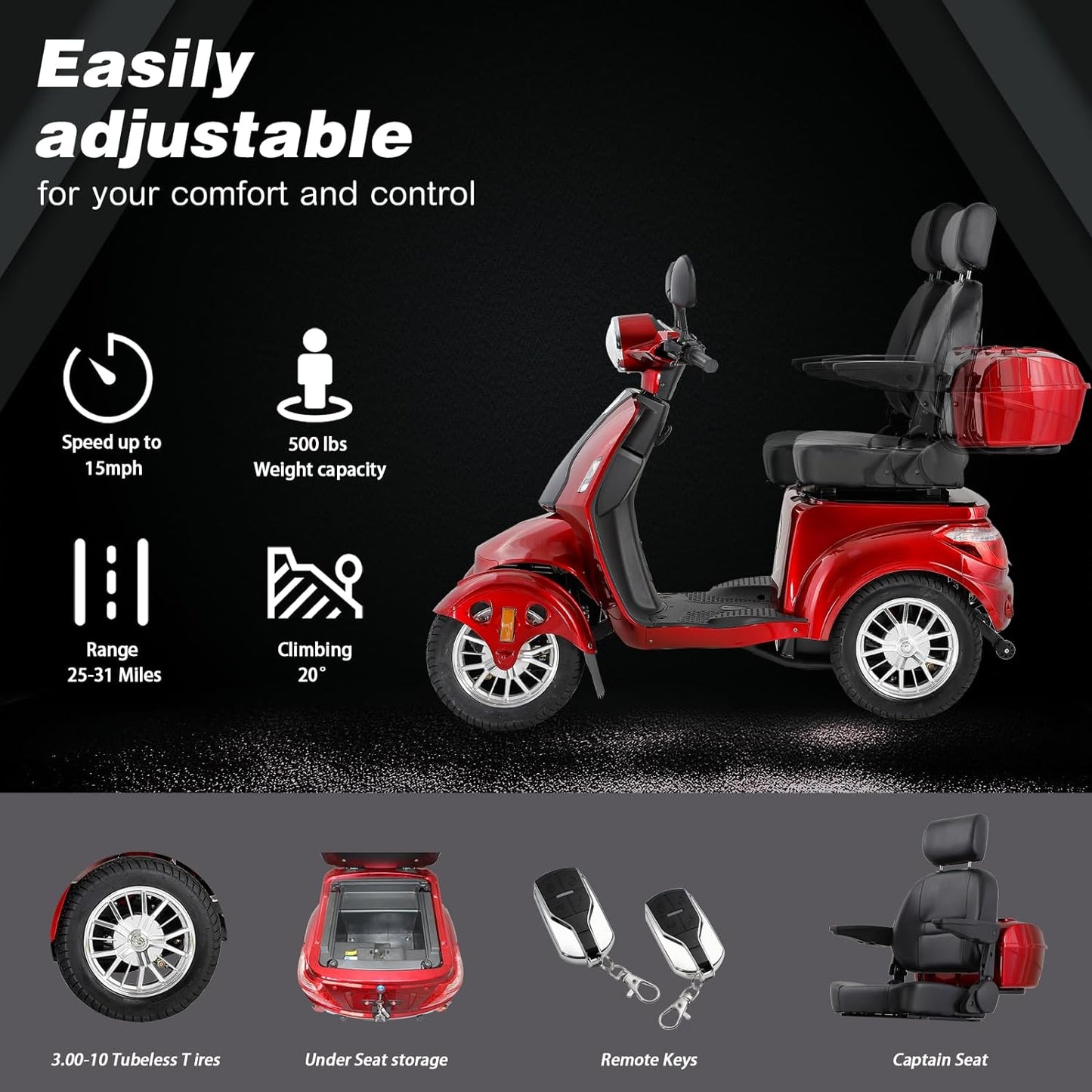 Heavy Duty 4-Wheel Mobility Scooter for Seniors & Adults – Powerful, All-Terrain & Long-Range Travel Solution