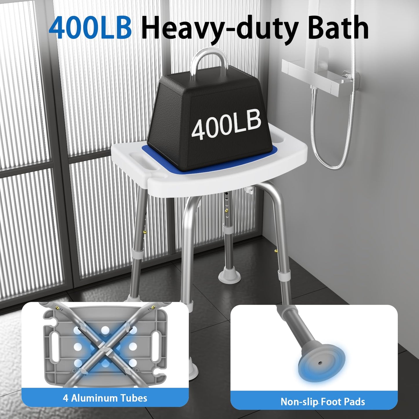 Swivel Shower Chair for Inside Shower, 360 Degree Rotating Seat, Small Shower Stool for Bathtub, Bath Chair for Elderly, Disabled, Adults (300lbs)