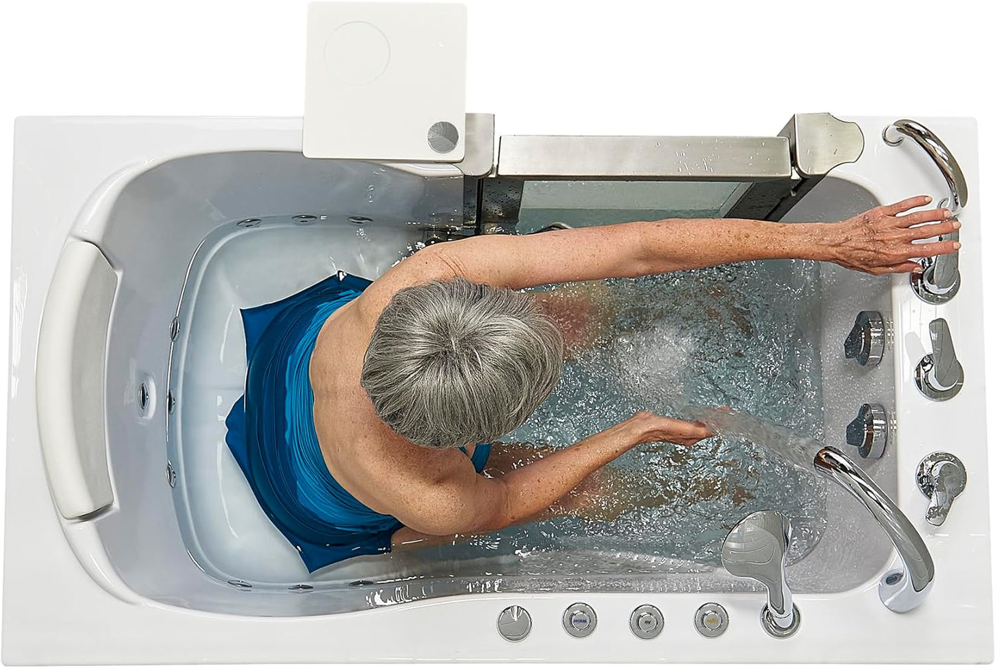 Ella Petite 28"x52" Acrylic Air and Hydro Massage Walk-In Bathtub with Left Inward Swing Door, 5 Piece Fast Fill Faucet, 2" Dual Drain