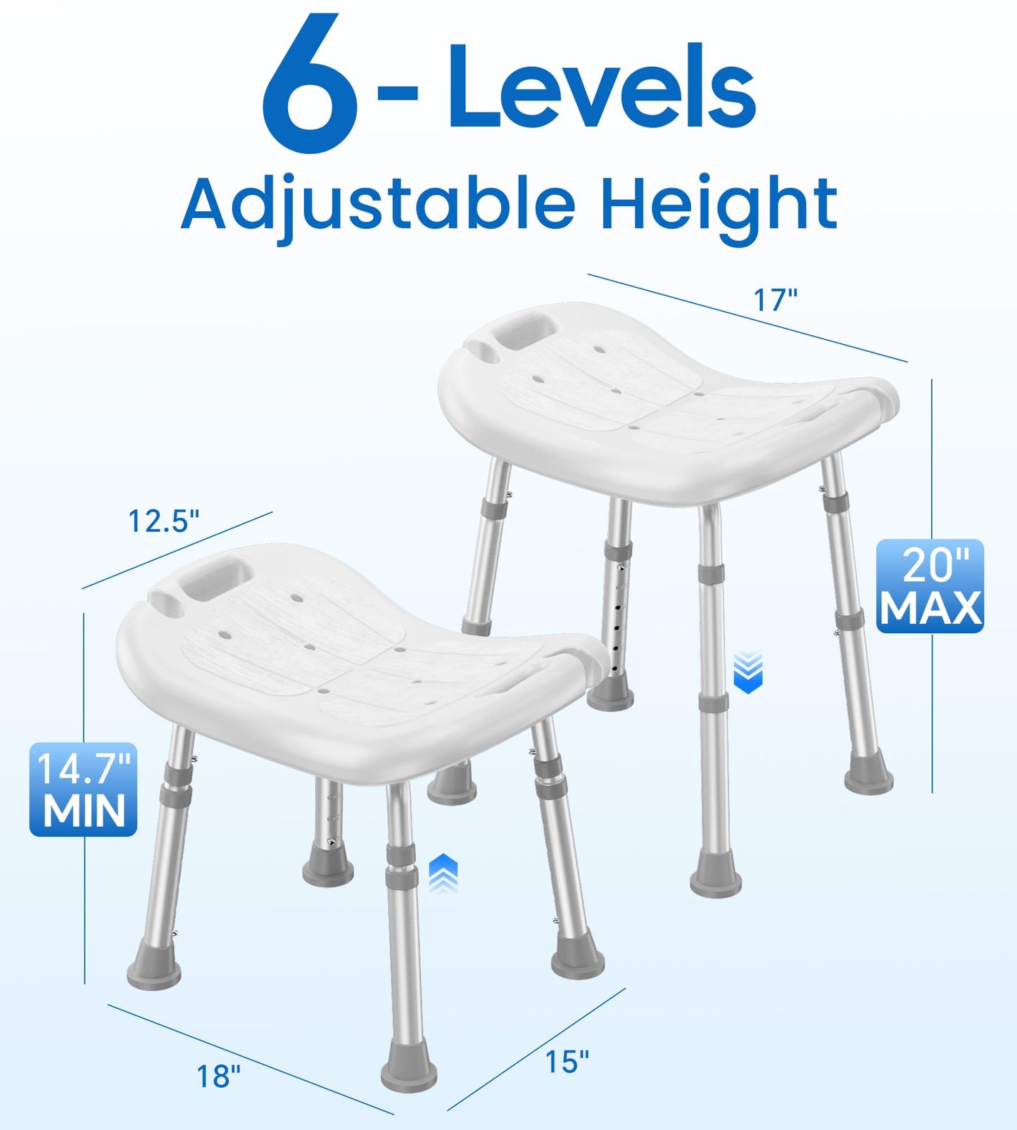 Shower Chair for Inside Shower, FSA/HSA Eligible, Adjustable Shower Stool with Strong Non-Slip Feet, 350 lbs Shower Seat for Inside Tub, Bench Bath Chair for Elderly and Disabled, White