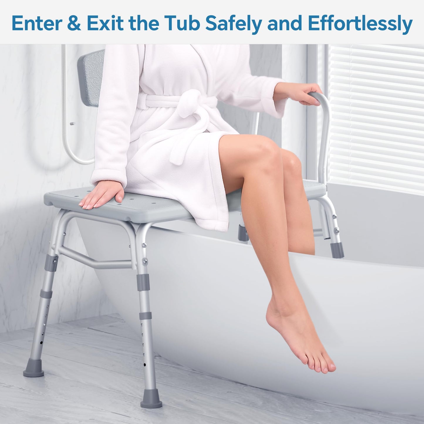 Tub Transfer Bench for Bathtub, FSA/HSA Eligible 400 lbs Heavy Duty Shower Chair with Backrest, Slip-Resistant Feet, Height Adjustable Shower Bench Shower Seat for Elderly and Disabled