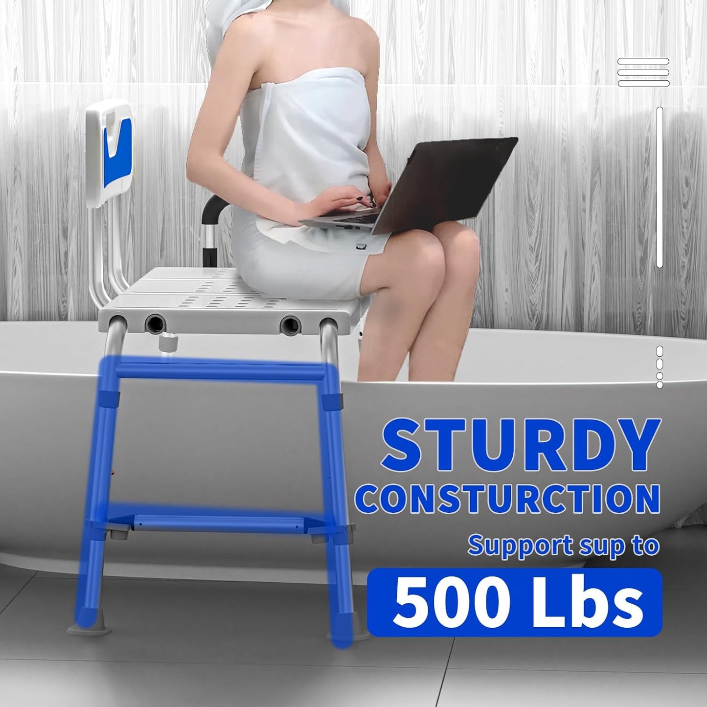 Extended Bath Tub Transfer Shower Bench for Inside Shower Bathtub to Sit On Chair Bathtubs Safety Seating Stool for Adults Handicap Seniors Elderly Disabled with Back Arms Bathroom Shower Stall