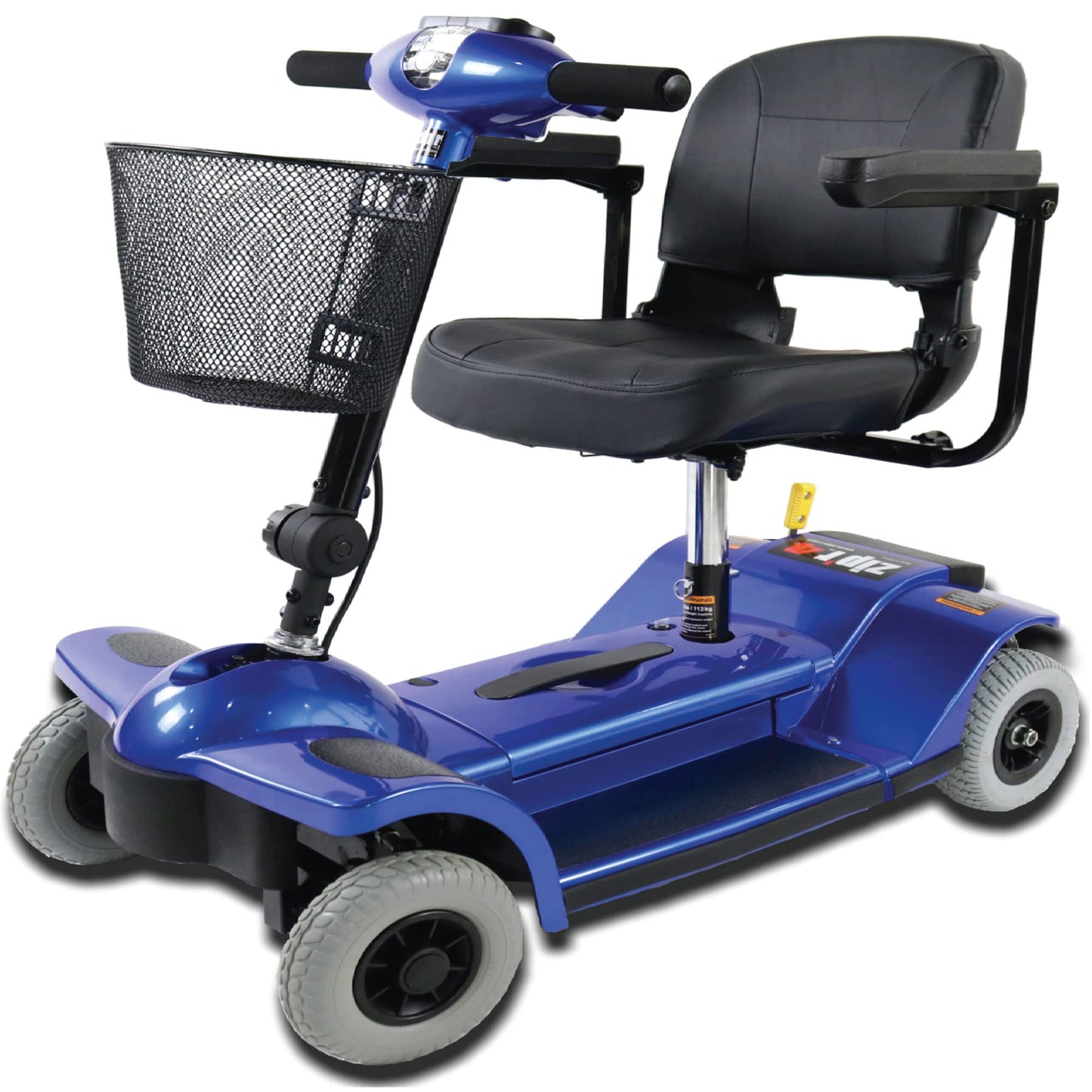 Zipr Traveler 4 Wheel Mobility Scooter - Upgraded Battery - Portable Folding Scooter - Adults, Seniors, Elderly - Charger and Metal Basket Included
