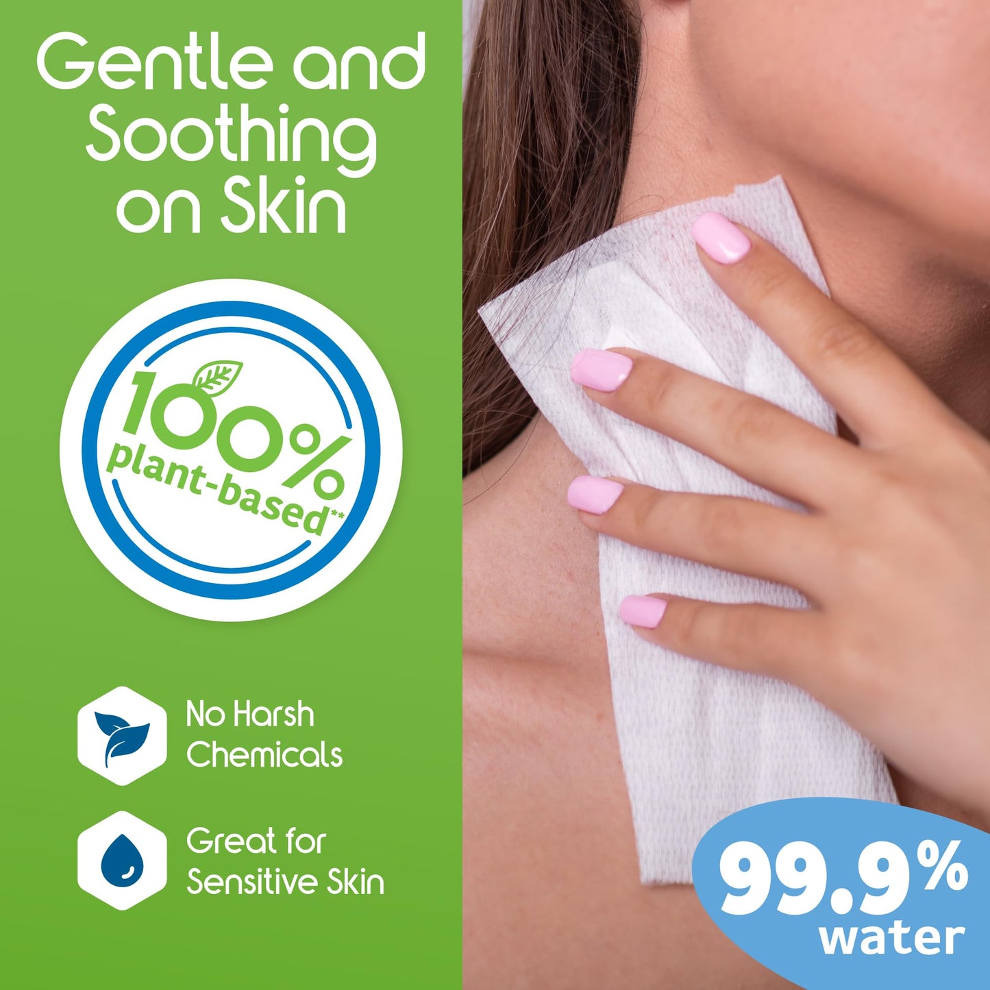 Inspire Naturals 99.9% Water Based Wet Wipes For Adults | Plastic Free Adult Wipe Extra Large Unscented | Disposable Washcloths For Elderly Incontinence, Bathing and Body (160 Ct)