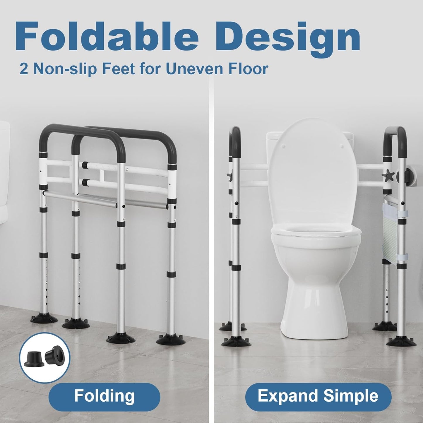 Toilet Safety Rails for Seniors and Shower Chair for Inside Shower with Removable Back