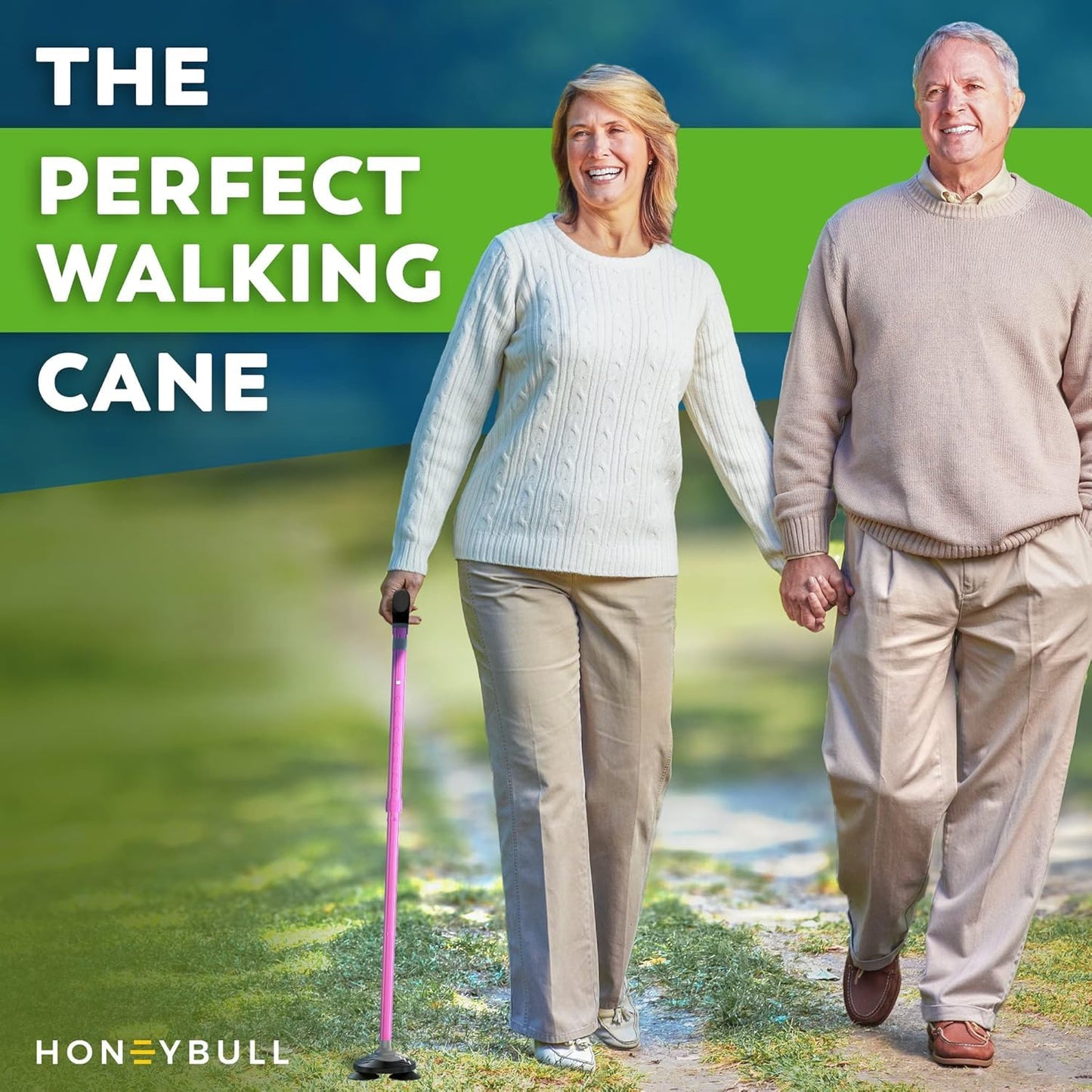 HONEYBULL Walking Cane for Men & Women – Foldable, Adjustable & Heavy-Duty Mobility Aid