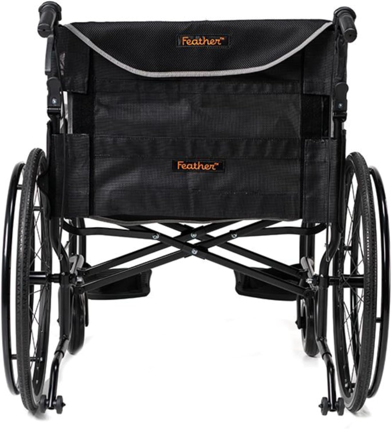 FeatherMobility - Black Lightweight HD Wheelchair 16 lbs - with Swingaway Legrests, Anti-tippers, and Quick Release Wheels - 450 lb Capacity