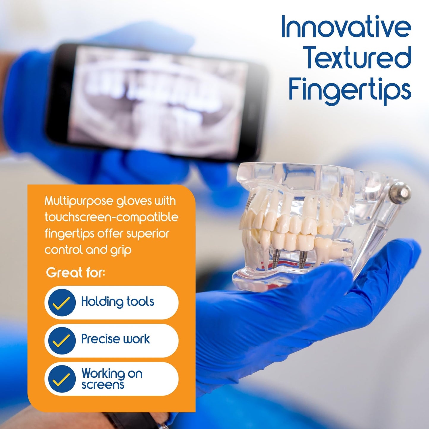Inspire Nitrile Gloves Medical Examination | The Original Quality Stretch Cobalt Blue | 4.5 Grade Disposable Latex Free Doctors,EMT, Food Service, Cleaning, Janitorial, Household, Hospitals and More