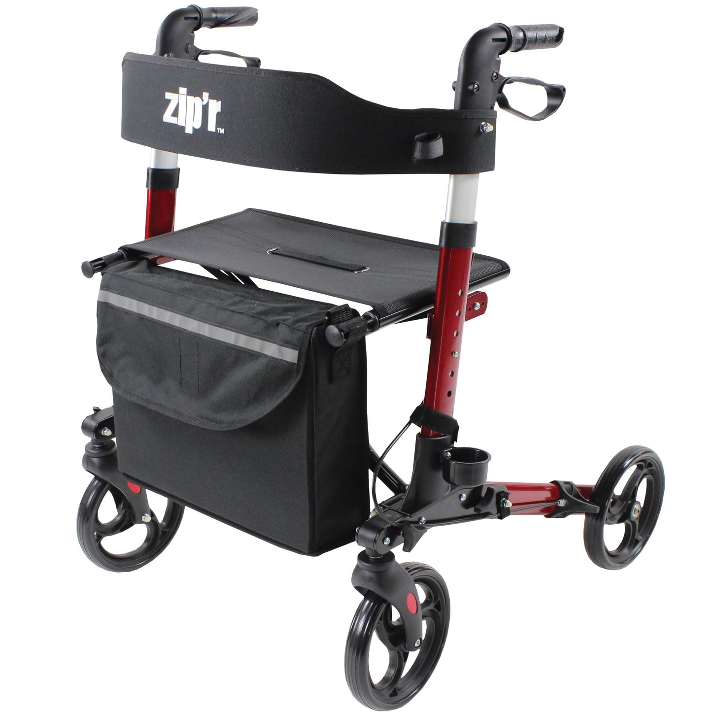 Zipr Pioneer Walker with Seat - Sturdy Walkers for Seniors - Rollator Walker with Seat & Storage - Portable Folding Walker 4 Wheel Walker for Seniors, Elderly, Adults - 300 lbs Max Weight