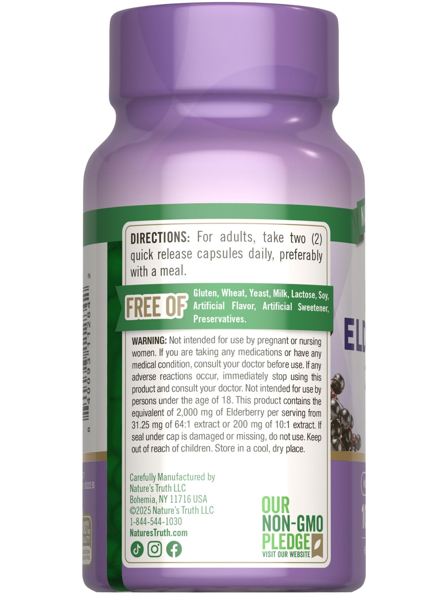 Nature's Truth Black Elderberry Capsules | 100 Count | Super Concentrated Sambucus Extract | Non-GMO and Gluten Free Supplement