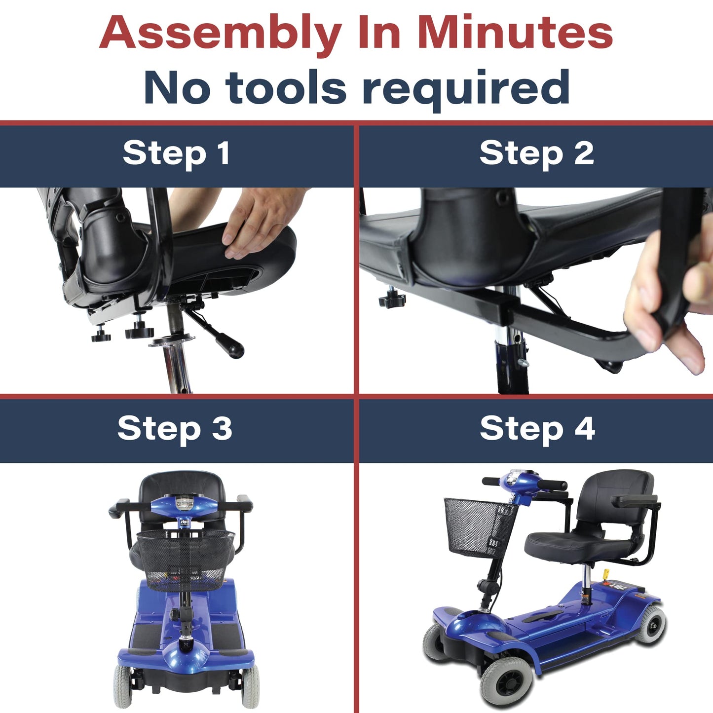 Zip’r Traveler Xtra 4 Wheel Spacious Long Range Mobility Scooter - Folding Motorized Wheelchair - Mobility Scooter for Adults, Travel, Seniors, Elderly - Mobility Scooters -