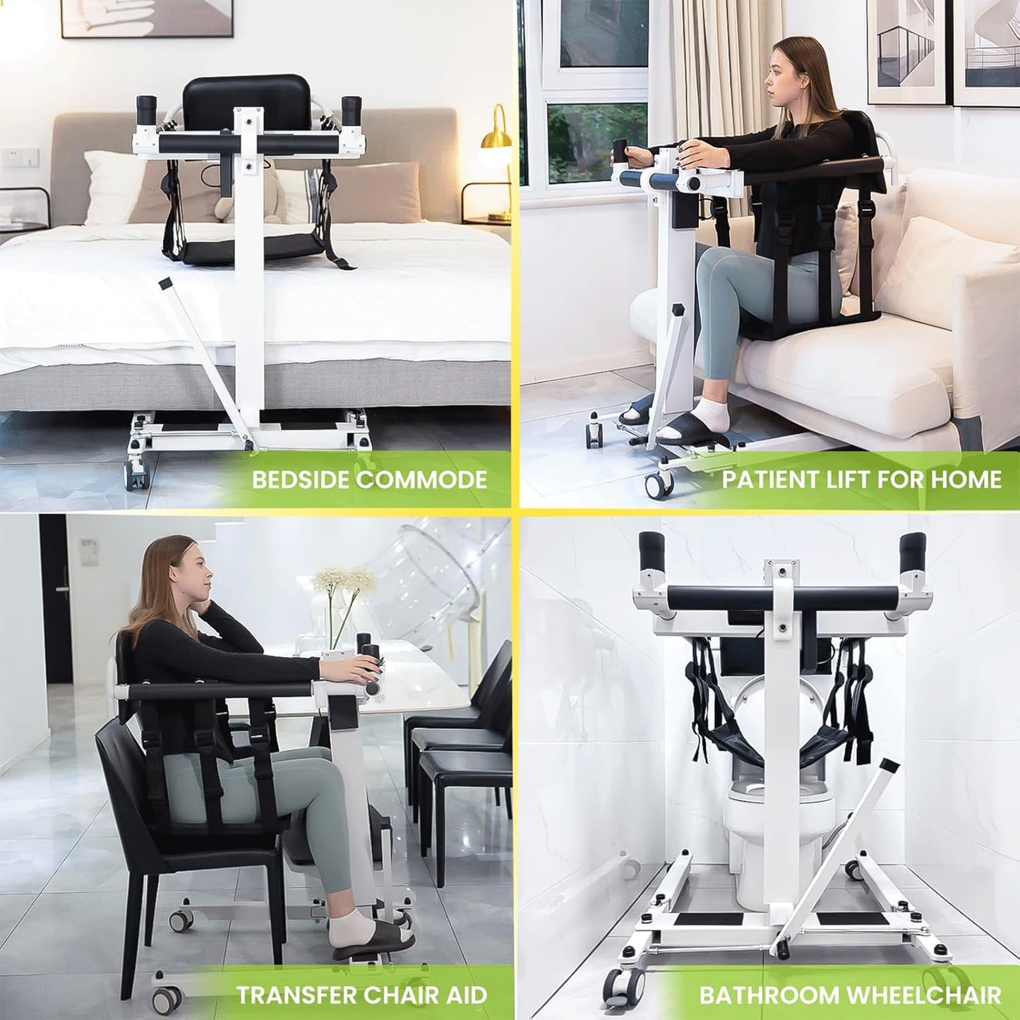 Upgrade-Electric Patient Lift Transfer Chair for Home,Folding Patient Lift for Car,Portable Wheelchair Lift Bedside Commode Transfer Chair,Shower Chair for Elderly and Disabled-Load 280lbs
