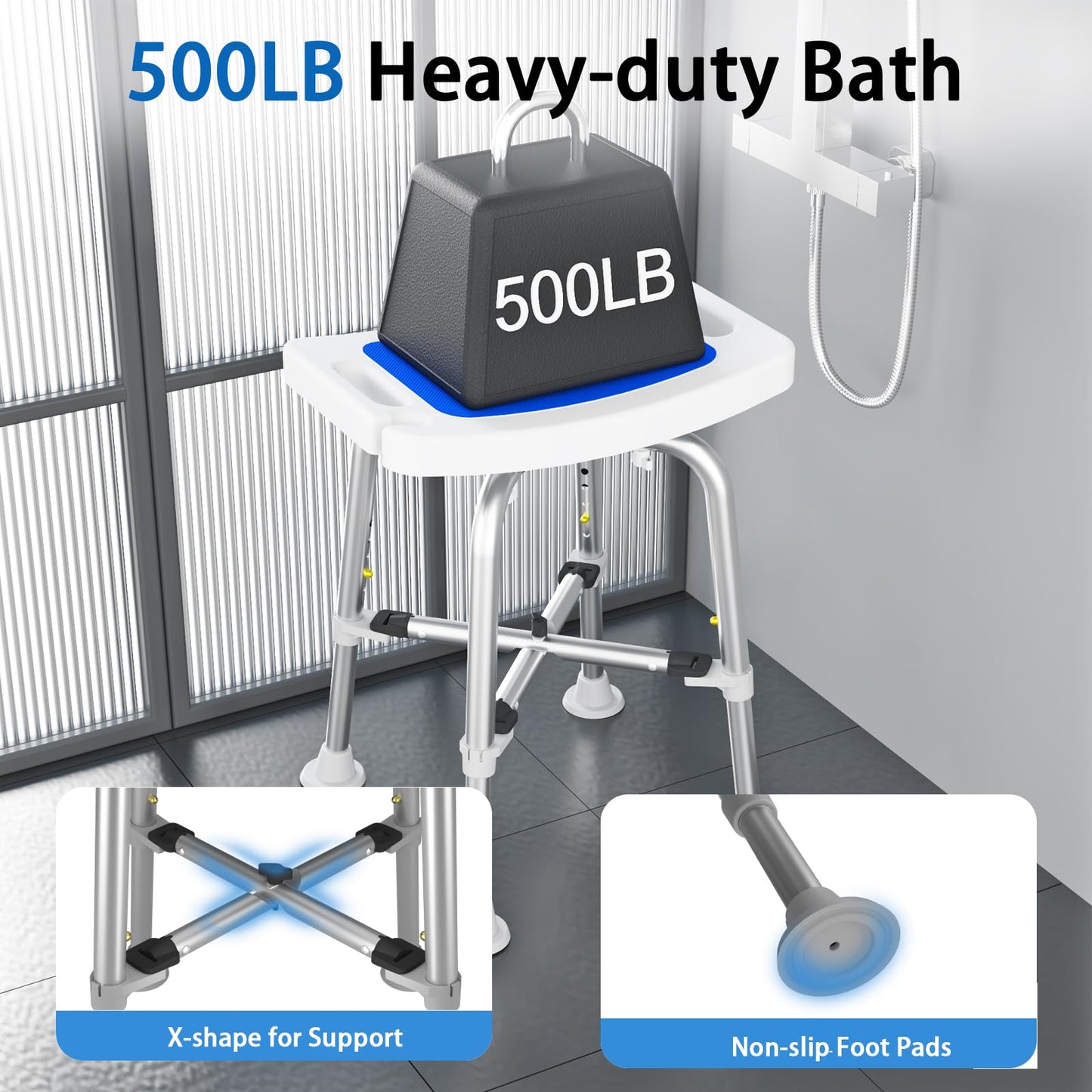 Swivel Shower Chair for Inside Shower, 360 Degree Rotating Seat, Small Shower Stool for Bathtub, Bath Chair for Elderly, Disabled, Adults (300lbs)