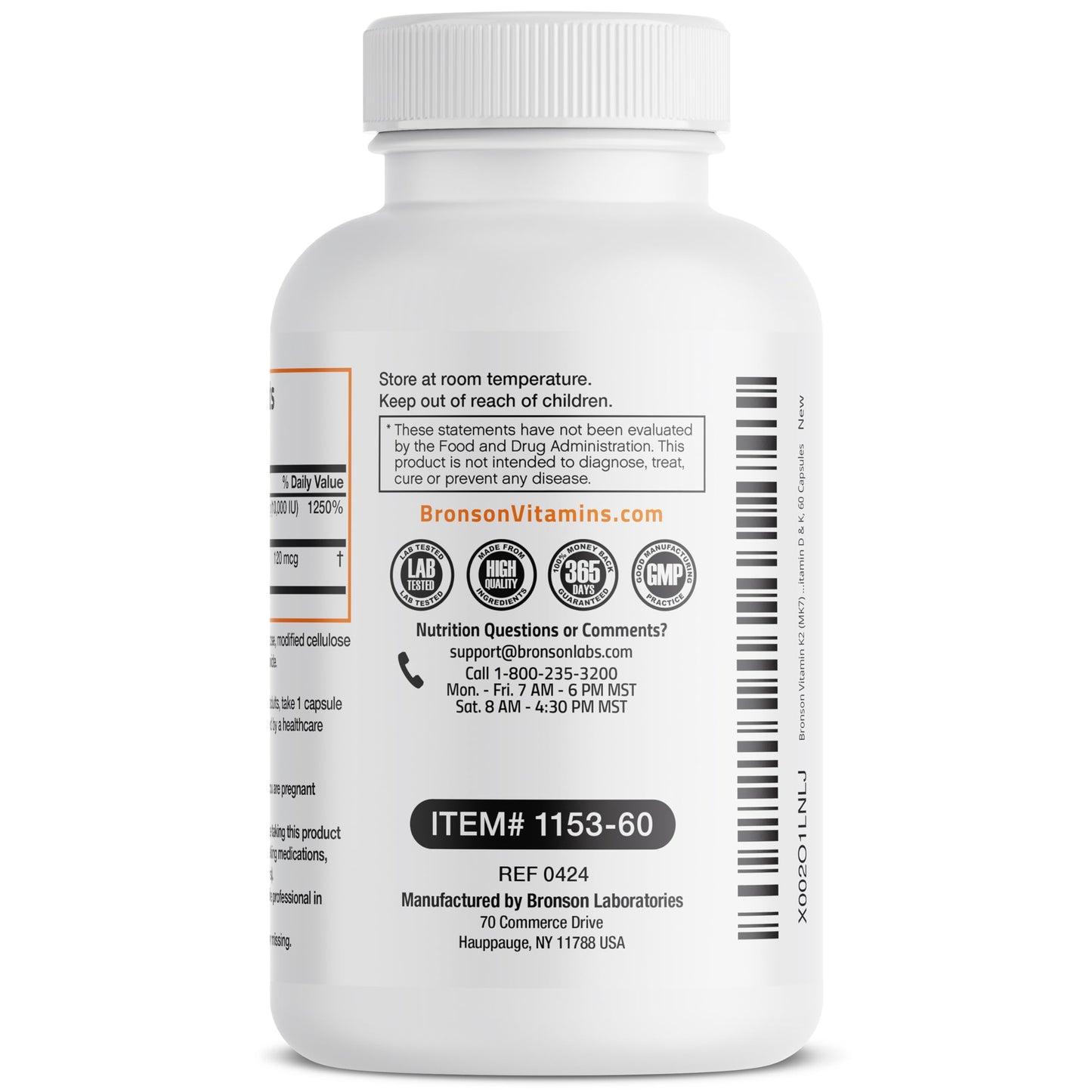 Bronson Vitamin K2 (MK7) with D3 Extra Strength Supplement Bone Health Non-GMO Formula 10,000 IU & 120 mcg MK-7 Easy to Swallow D K, 60 Capsules