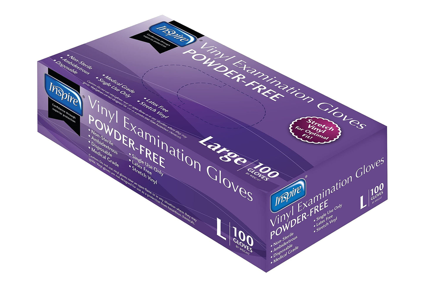 Inspire Stretch Vinyl Exam Gloves | THE ORIGINAL Quality Disposable Latex Free Medical Glove Cleaning Cooking Food Service Labs Healthcare and Household, Large 1000 Count