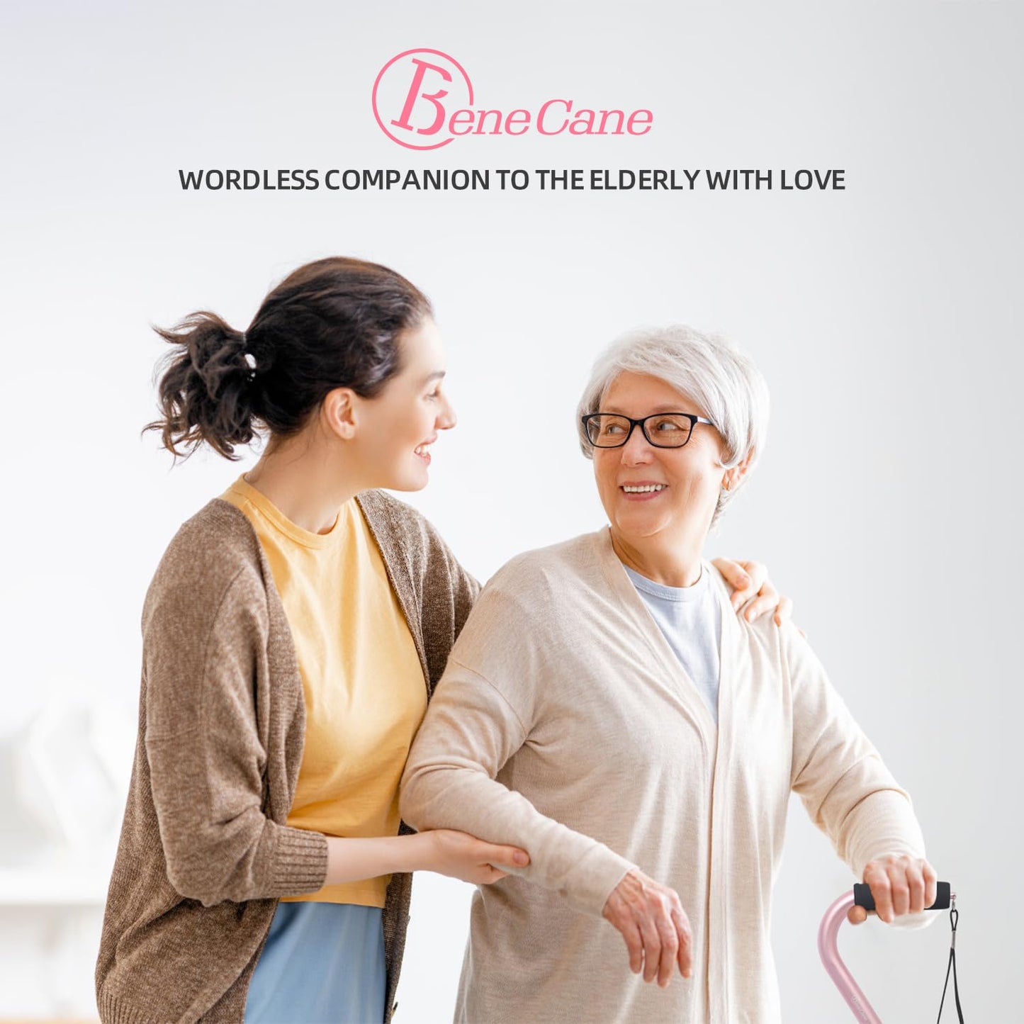 BeneCane Walking Cane for Men & Women Adjustable Cane with Offset Soft Cushioned Handle -Portable Lightweight Sturdy Mobility Walker Aid for Elderly, Seniors Collapsible Cane