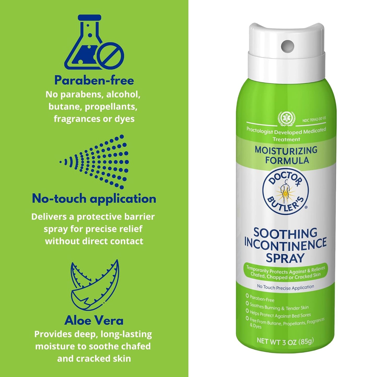 Doctor Butler’s Soothing Incontinence Spray – Gentle, Protective & Touch-Free Application