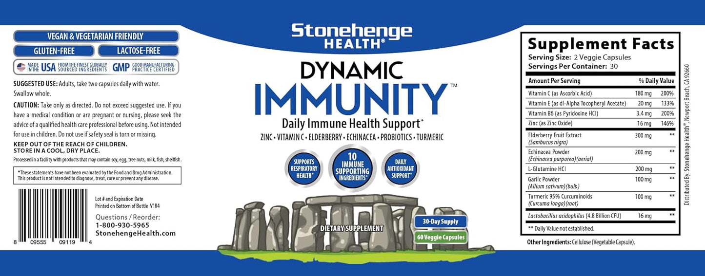 Stonehenge Health Dynamic Immunity Daily Supplement – Comprehensive Immune & Respiratory Support