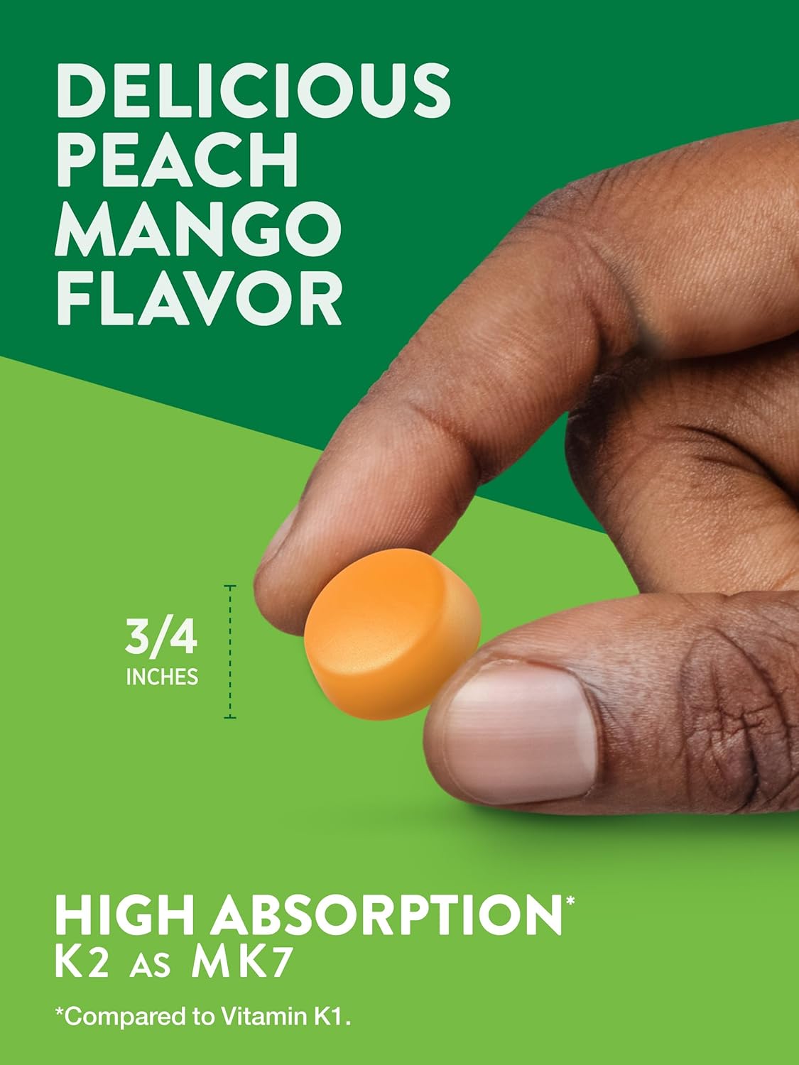 Nature's Truth Vitamin D3 + K2 Gummies | 50 Count | Peach Mango Flavor | Vegetarian, Non-GMO & Gluten Free Supplement