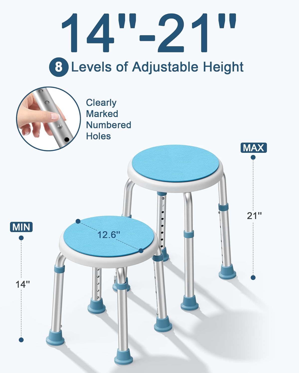 Swivel Shower Chair, FSA/HSA Eligible Adjustable Round Stool With Back Scrubber, Seat for Inside Tub Bathroom Bench Bath Chair for Elderly and Disabled