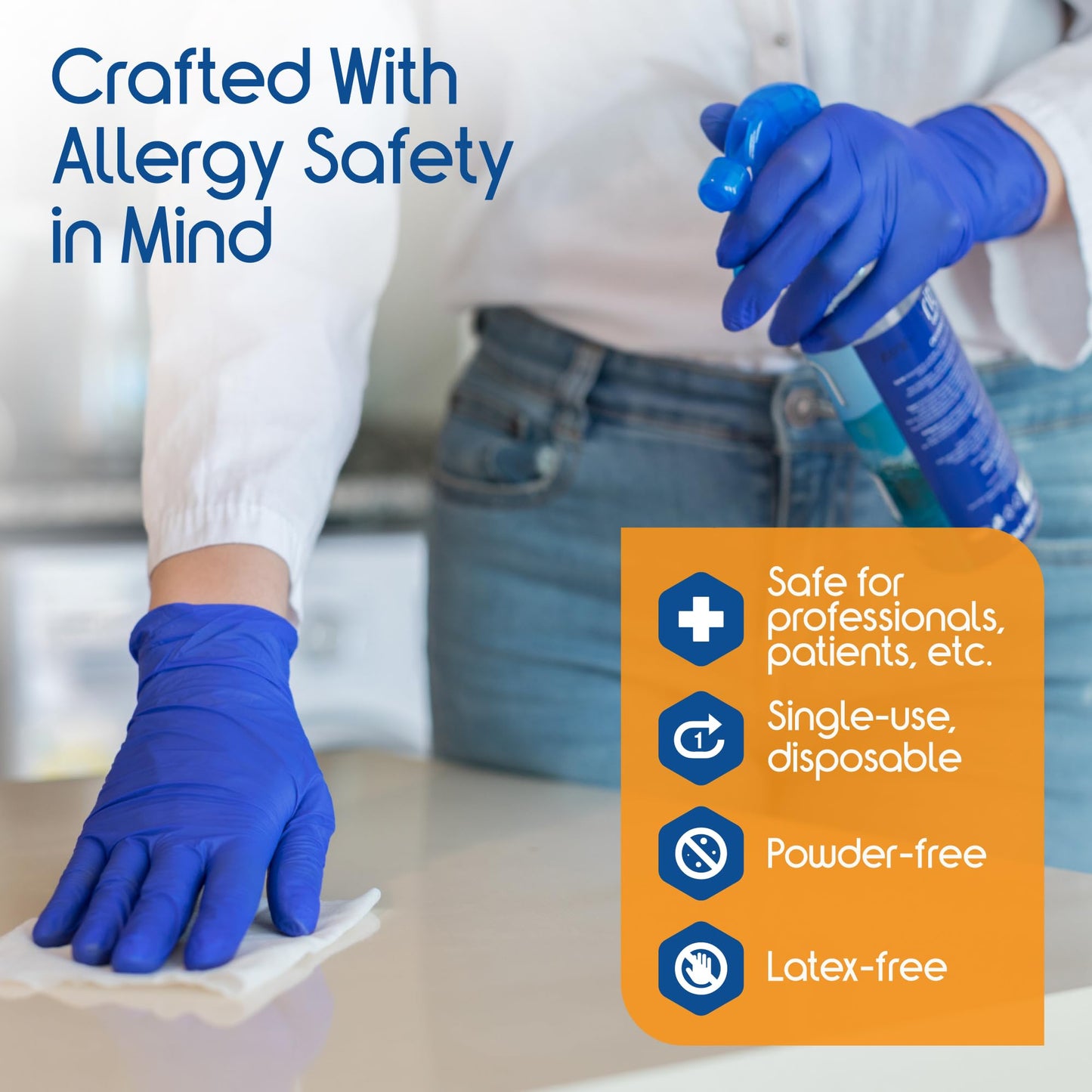 Inspire Nitrile Gloves Medical Examination | The Original Quality Stretch Cobalt Blue | 4.5 Grade Disposable Latex Free Doctors,EMT, Food Service, Cleaning, Janitorial, Household, Hospitals and More