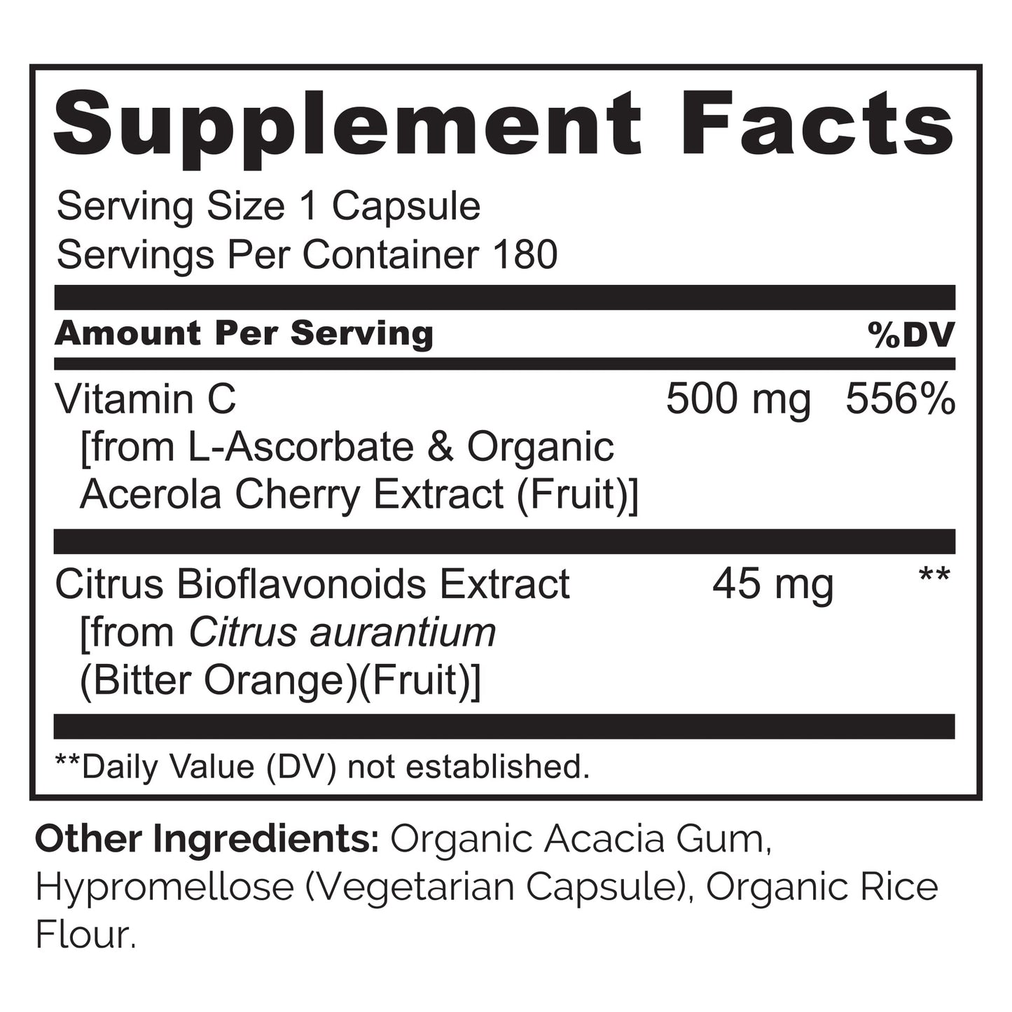 NATURELO Vitamin C with Organic Acerola Cherry Extract and Citrus Bioflavonoids - Vegan Supplement - Immune Support - 500 mg VIT C per Cap - Non-GMO - 90 Capsules
