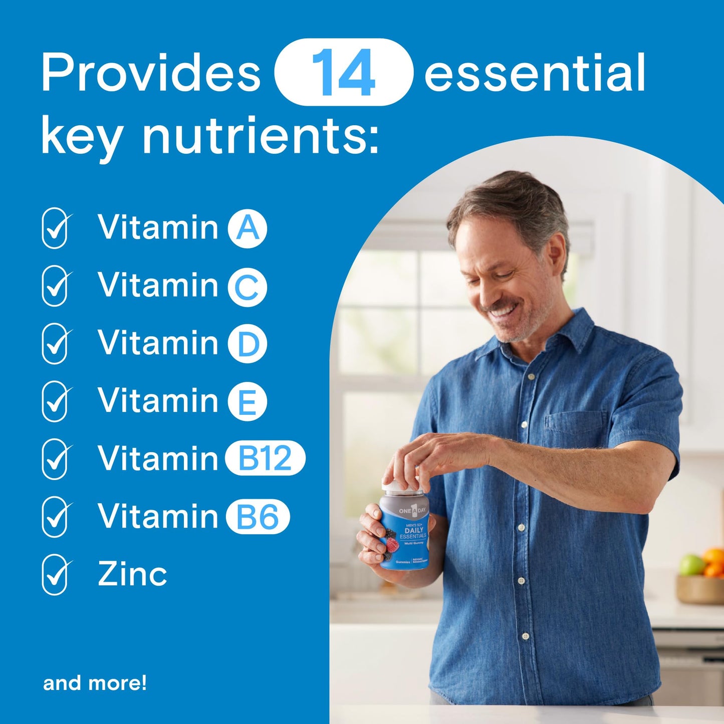 One A Day Men’s 50+ Gummies – Advanced Multivitamin for Brain & Immunity Support