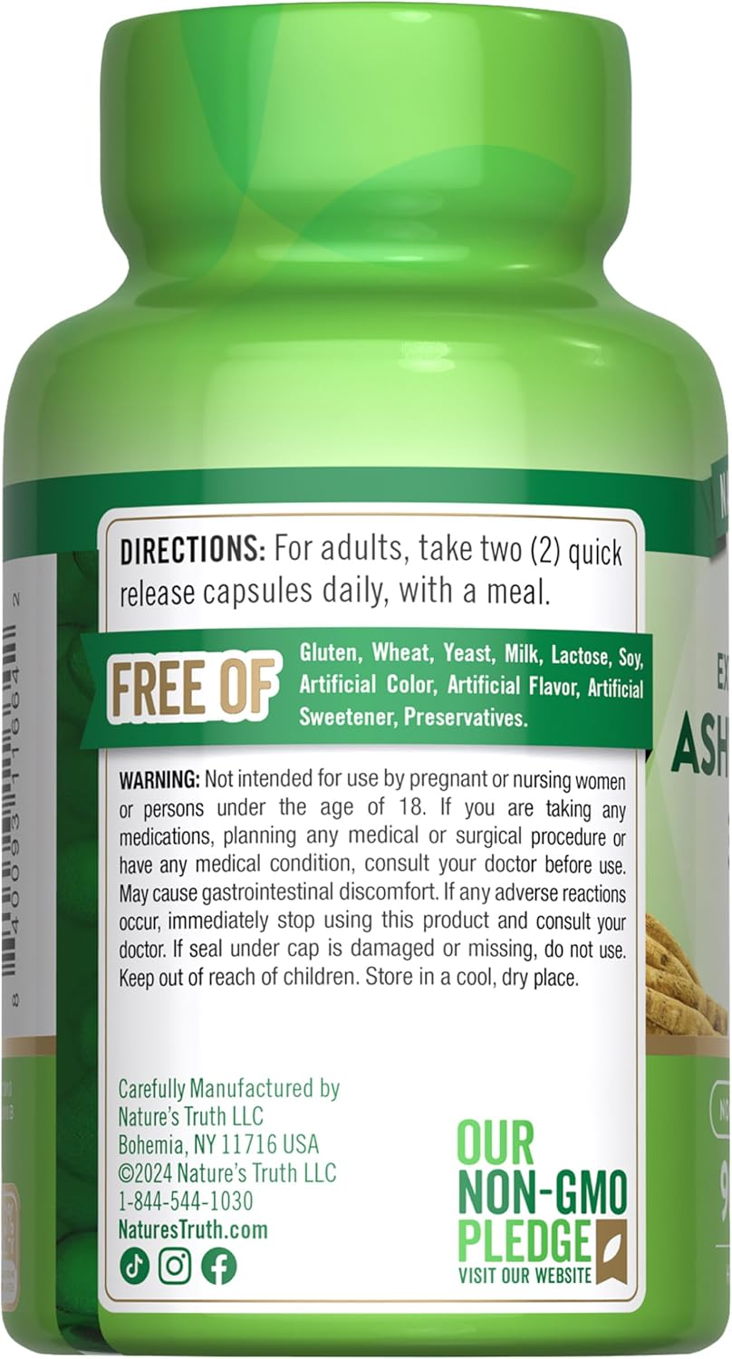 Nature's Truth Ashwagandha Capsules | 3000mg | 90 Count | Extra Strength | with Black Pepper | Non-GMO & Gluten Free Supplement