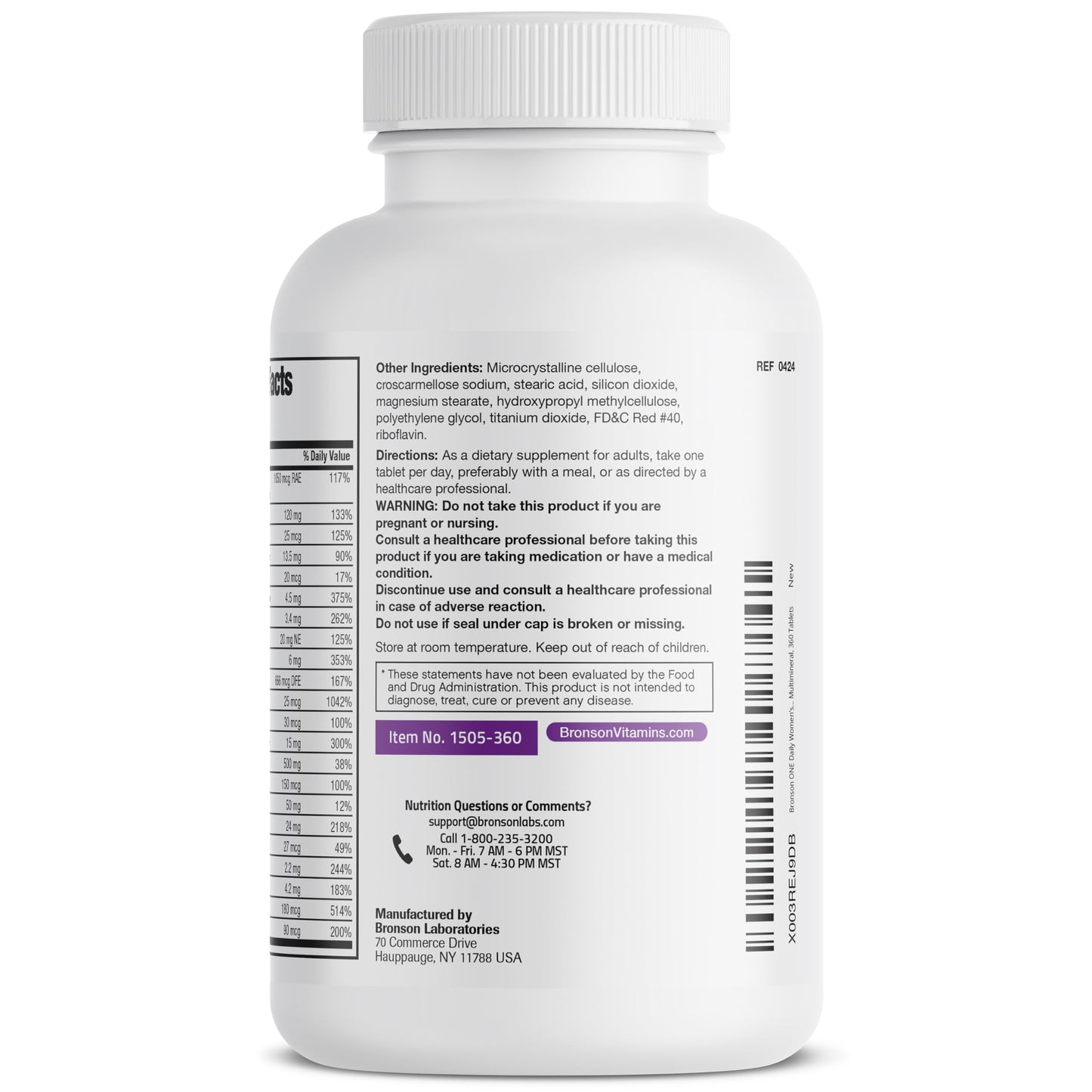 Bronson ONE Daily Women’s 50+ Complete Multivitamin Multimineral, 180 Tablets