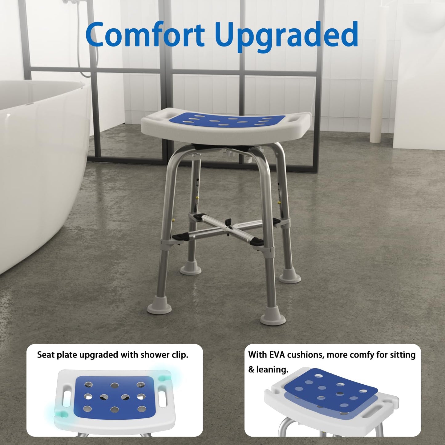 Swivel Shower Chair for Inside Shower, 360 Degree Rotating Seat, Small Shower Stool for Bathtub, Bath Chair for Elderly, Disabled, Adults (300lbs)