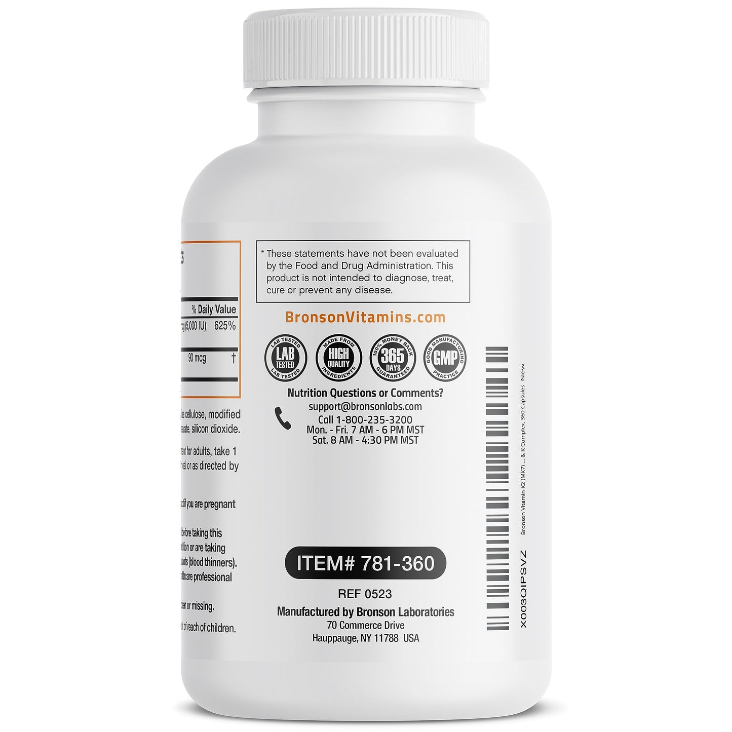 Bronson Vitamin K2 (MK7) with D3 Supplement Non-GMO Formula 5000 IU Vitamin D3 & 90 mcg K2 MK-7 Easy to Swallow D & K Complex, 120 Capsules