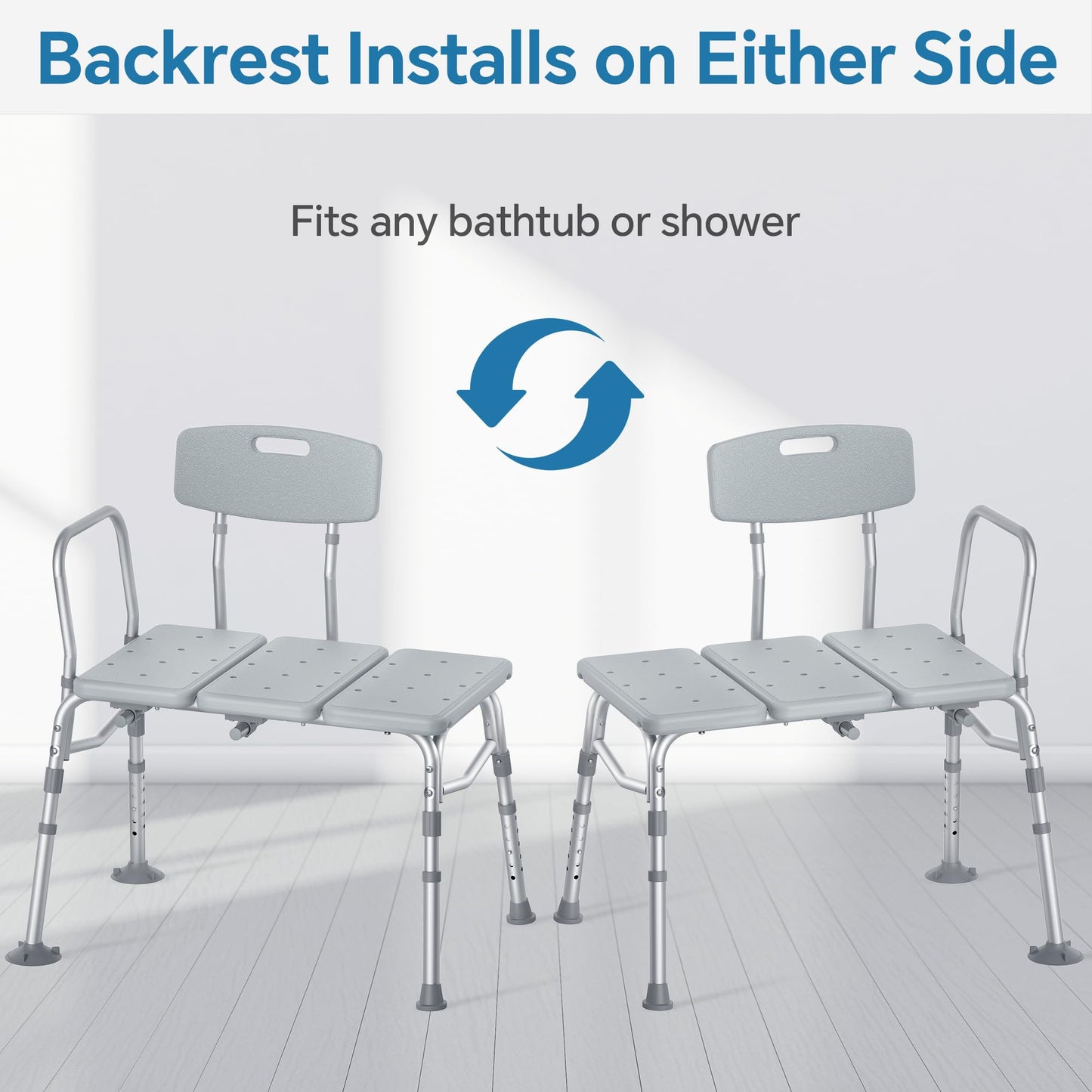 Tub Transfer Bench for Bathtub, FSA/HSA Eligible 400 lbs Heavy Duty Shower Chair with Backrest, Slip-Resistant Feet, Height Adjustable Shower Bench Shower Seat for Elderly and Disabled