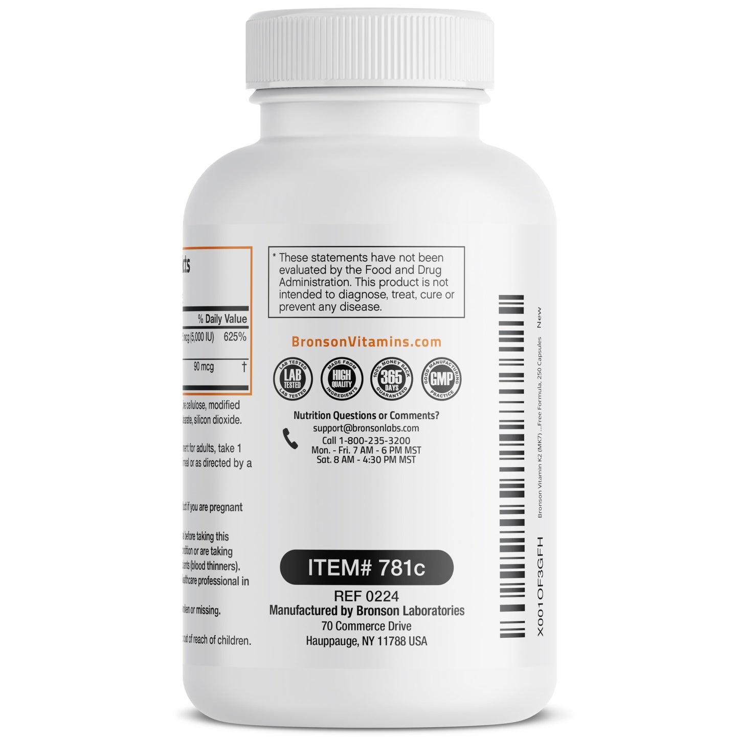 Bronson Vitamin K2 (MK7) with D3 Supplement Non-GMO Formula 5000 IU Vitamin D3 & 90 mcg K2 MK-7 Easy to Swallow D & K Complex, 120 Capsules
