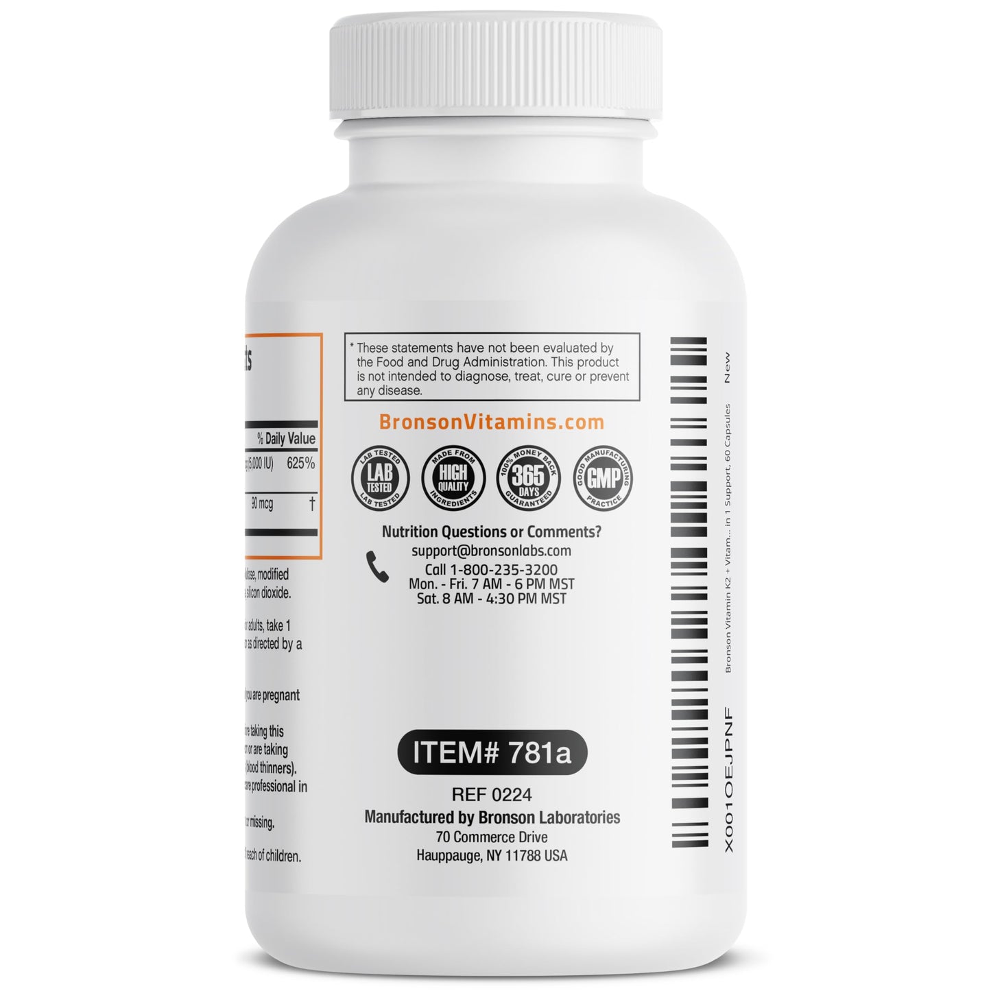Bronson Vitamin K2 (MK7) with D3 Supplement Non-GMO Formula 5000 IU Vitamin D3 & 90 mcg K2 MK-7 Easy to Swallow D & K Complex, 120 Capsules