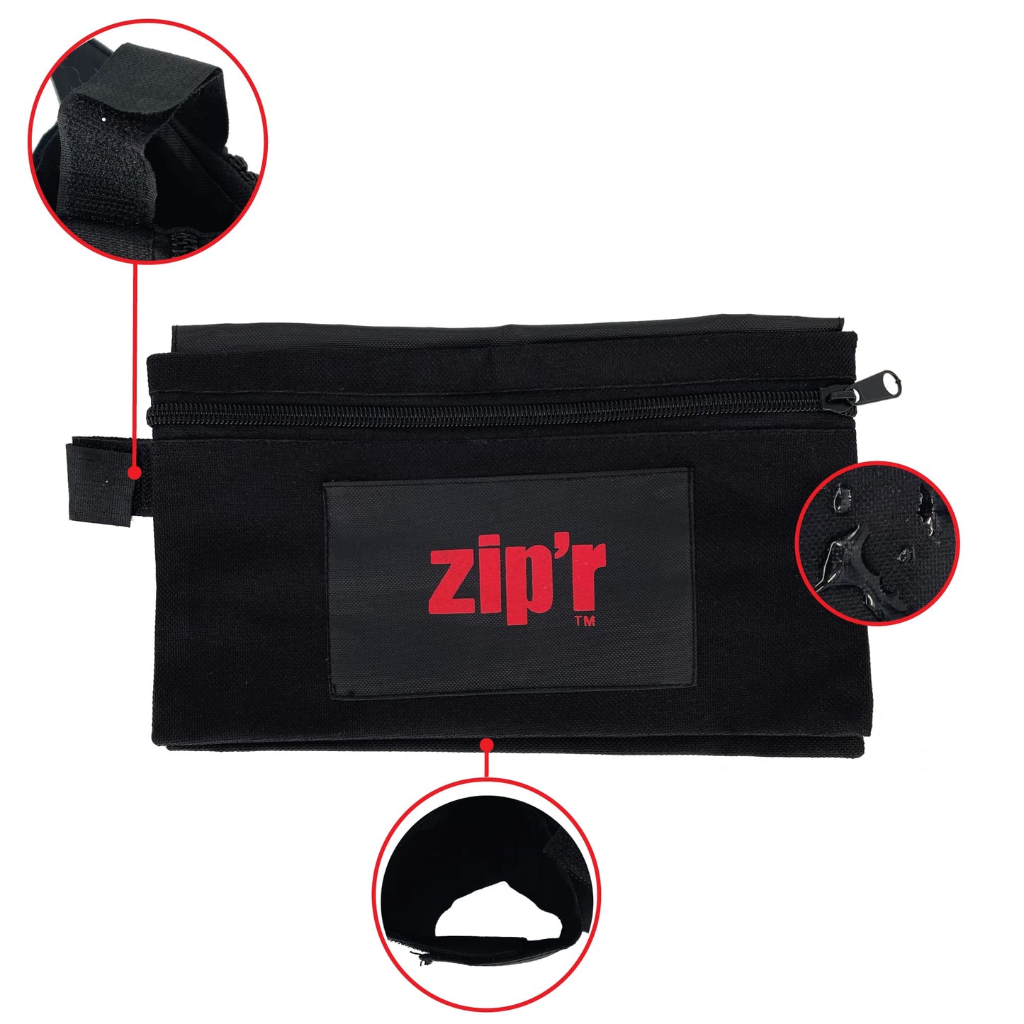 Zipr Wheelchair Side Bag - Water Resistant Walker Chair Organizer Pouch Caddy Wheelchair Accessories - Durable Armrest Storage Bags for Mobility Scooter, Wheelchairs, Walkers - (Black)