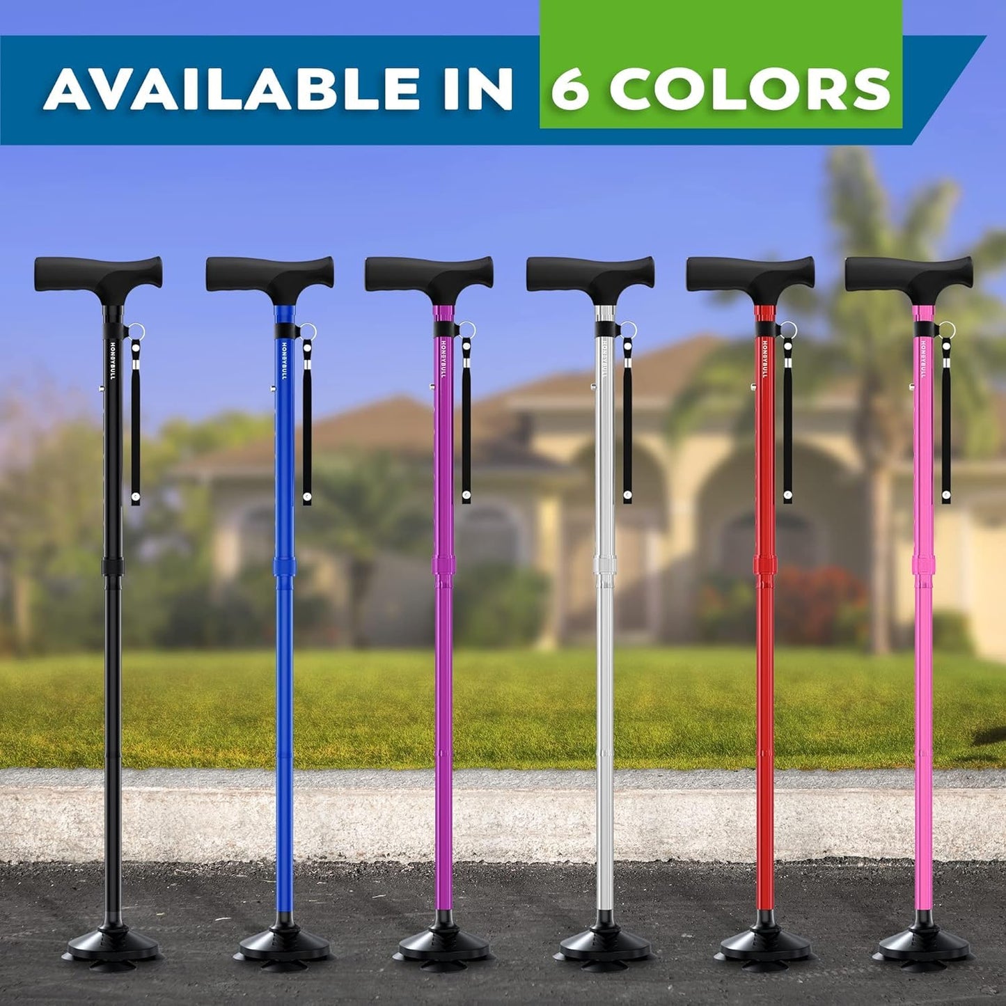 HONEYBULL Walking Cane for Men & Women – Foldable, Adjustable & Heavy-Duty Mobility Aid