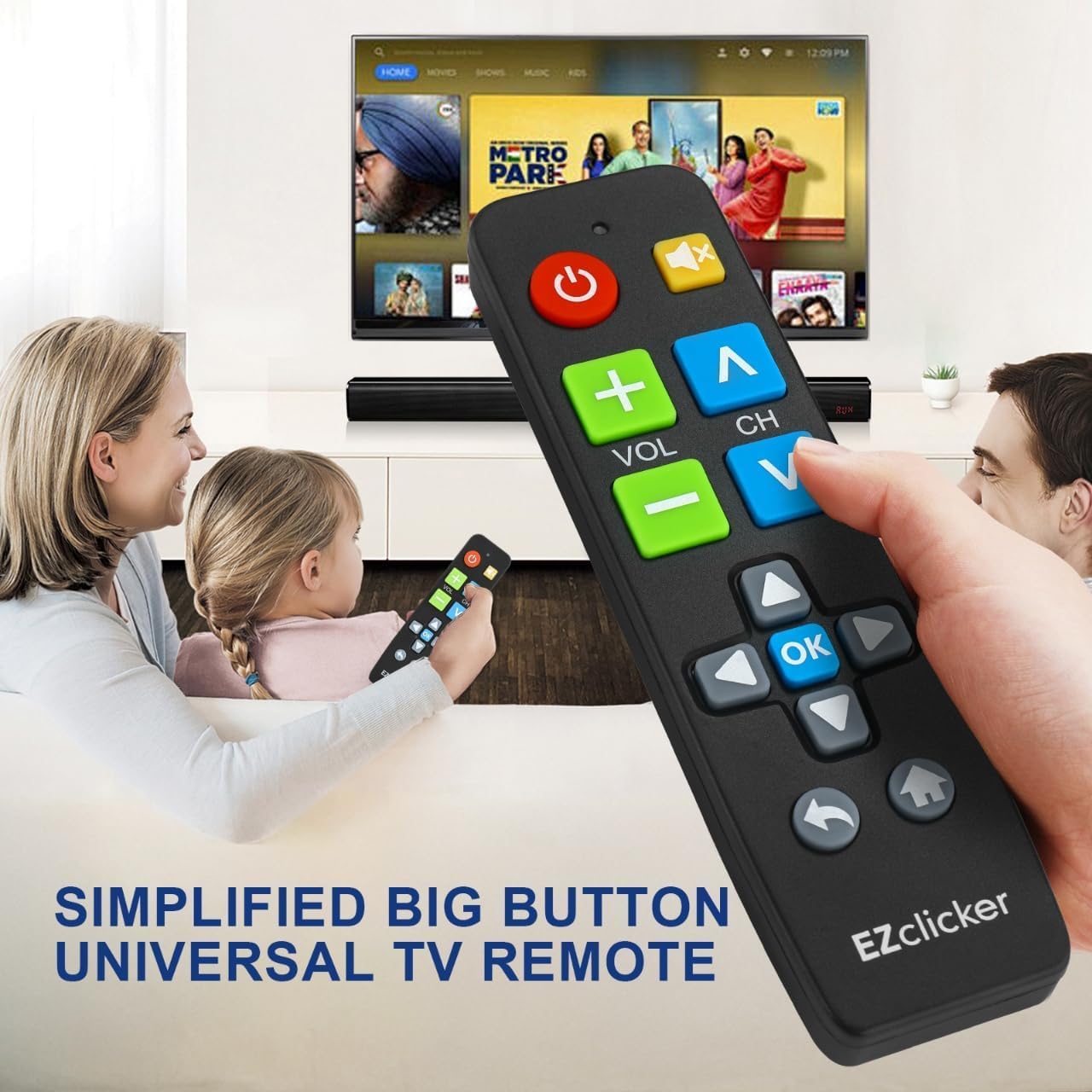 Big Button Universal TV Remote (Black) – Simple, Accessible & Smart Control