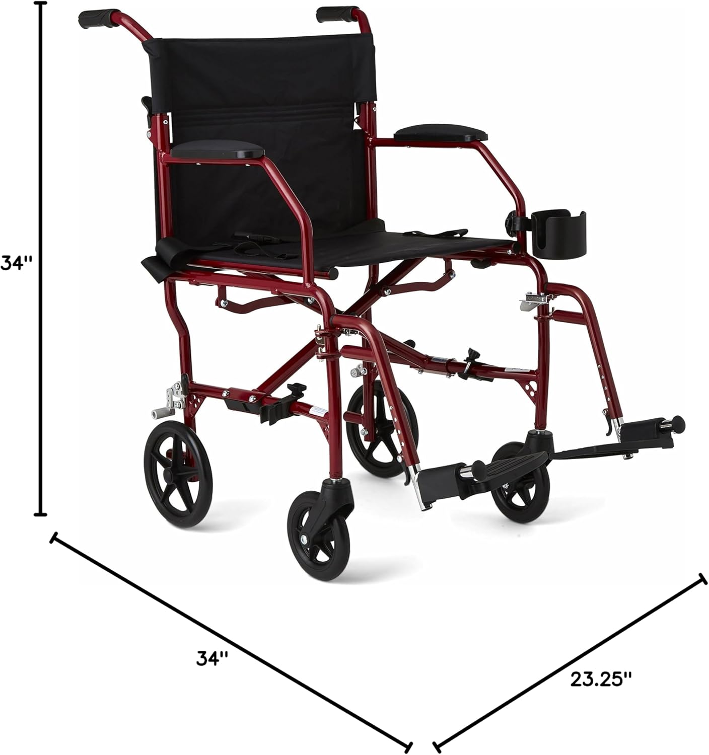 Medline Ultra Lightweight Transport Wheelchair for Adults – Foldable, Compact & Comfortable Mobility Solution