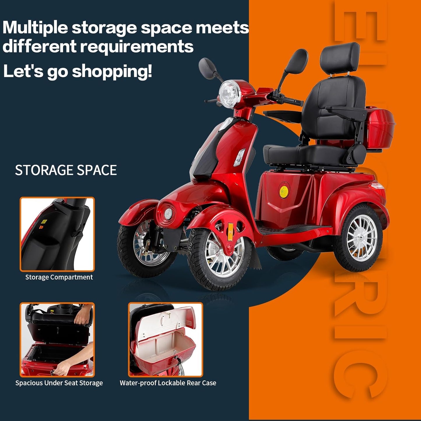 Heavy Duty 4-Wheel Mobility Scooter for Seniors & Adults – Powerful, All-Terrain & Long-Range Travel Solution