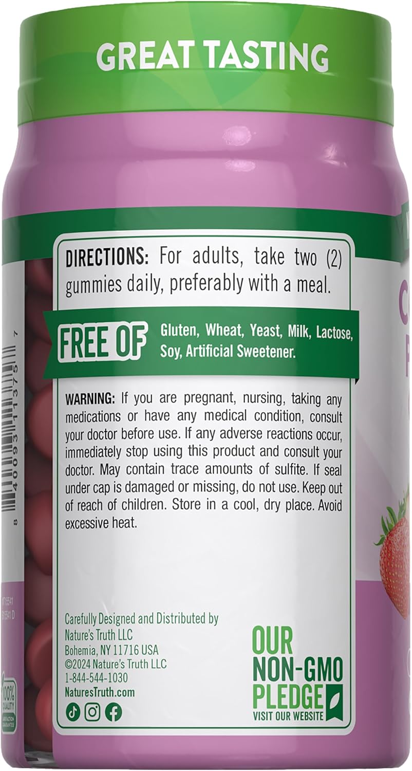 Nature's Truth Collagen Peptide Gummies for Women | 60 Count Type 1 and 3 | Strawberry Flavor | Non-GMO & Gluten Free Supplement
